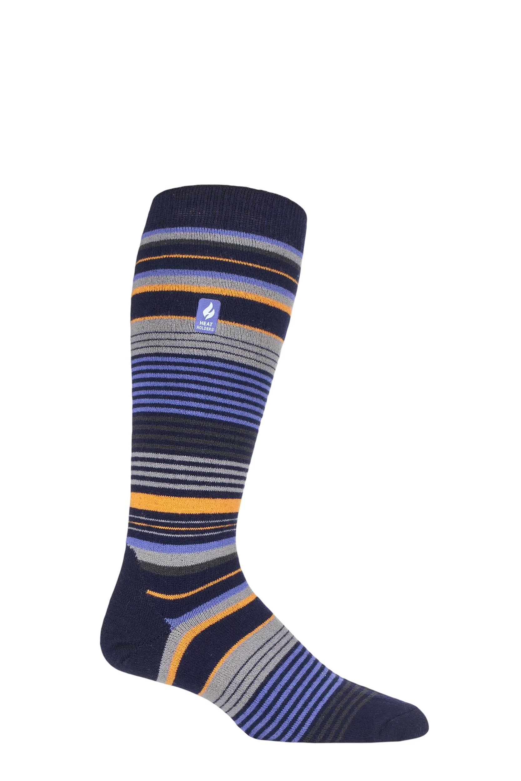 Mens 1 Pair SOCKSHOP Heat Holders 1.0 TOG Slalom Adventure Ultra Lite Ski Socks Navy Stripe 6-11 Mens