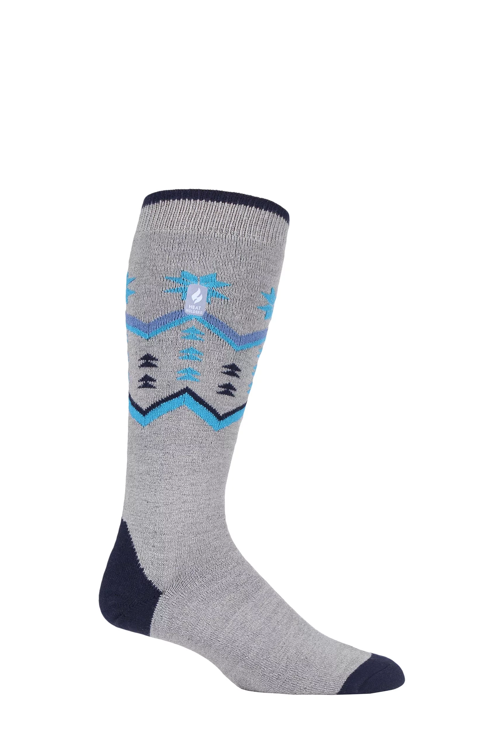 Mens 1 Pair SOCKSHOP Heat Holders 1.0 TOG Slalom Adventure Ultra Lite Ski Socks Grey Fairisle 6-11 Mens