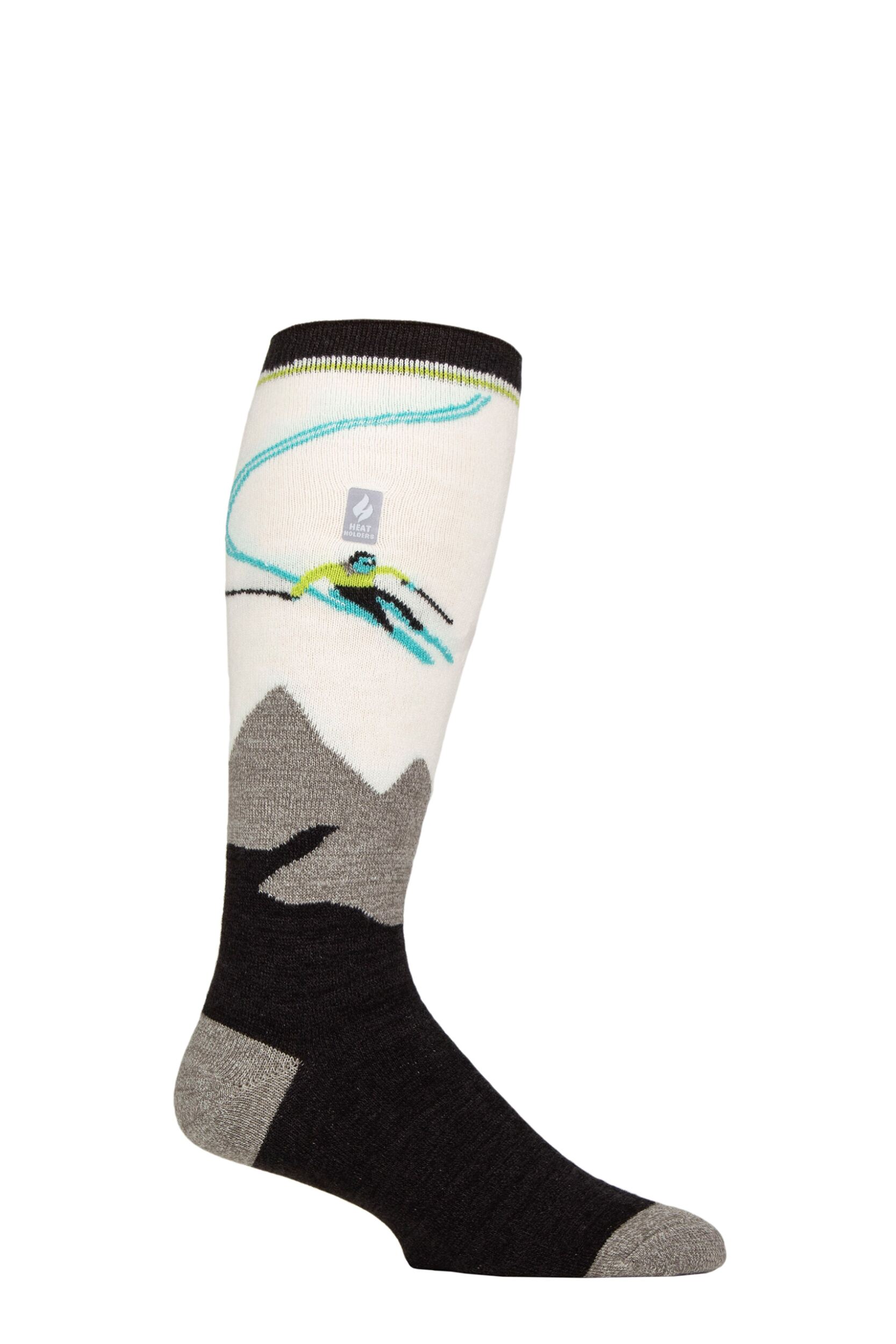 Mens 1 Pair SOCKSHOP Heat Holders 1.0 TOG Slalom Adventure Ultra Lite Ski Socks Slopes Black 6-11