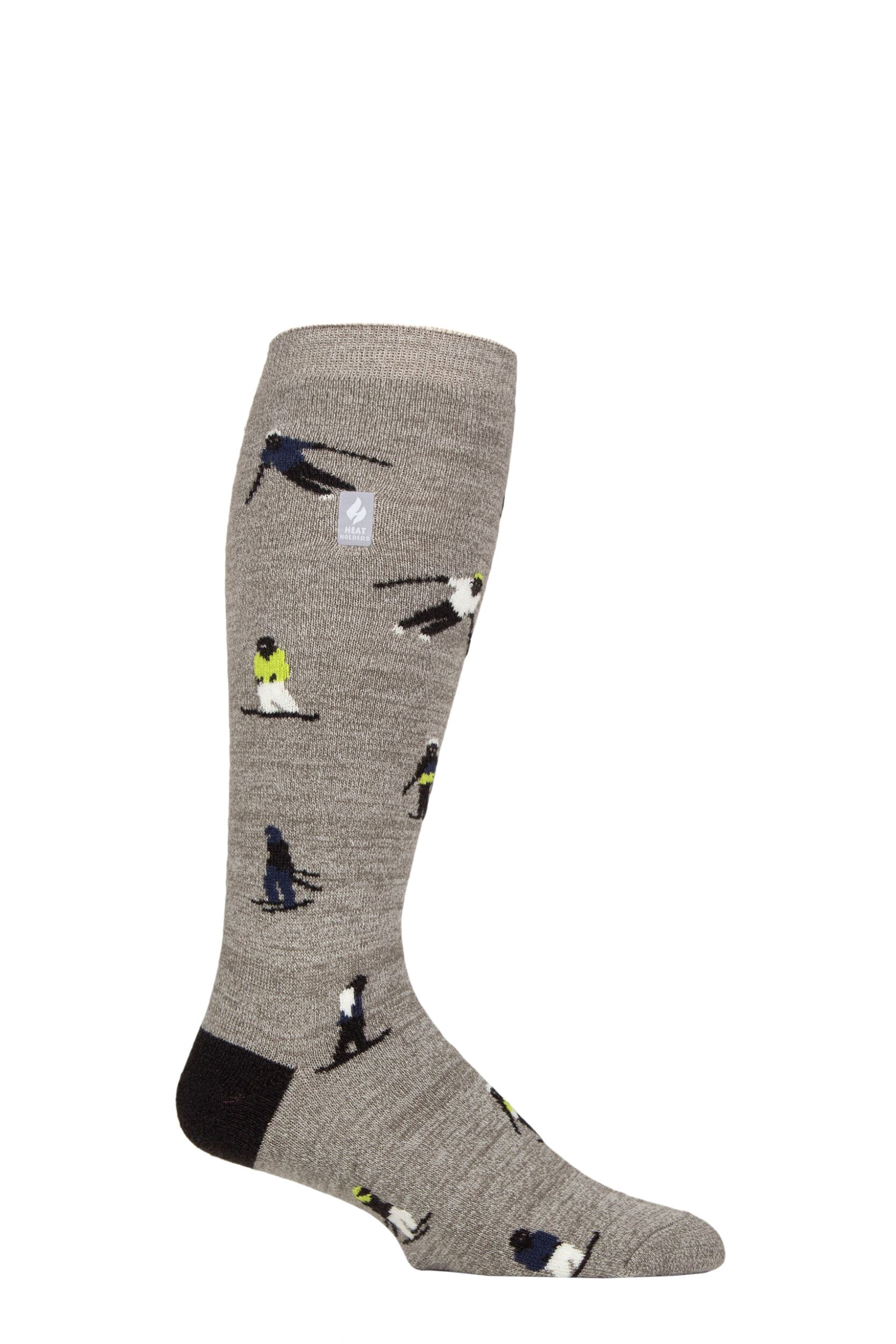 Mens 1 Pair SOCKSHOP Heat Holders 1.0 TOG Slalom Adventure Ultra Lite Ski Socks Skiers Grey  6-11