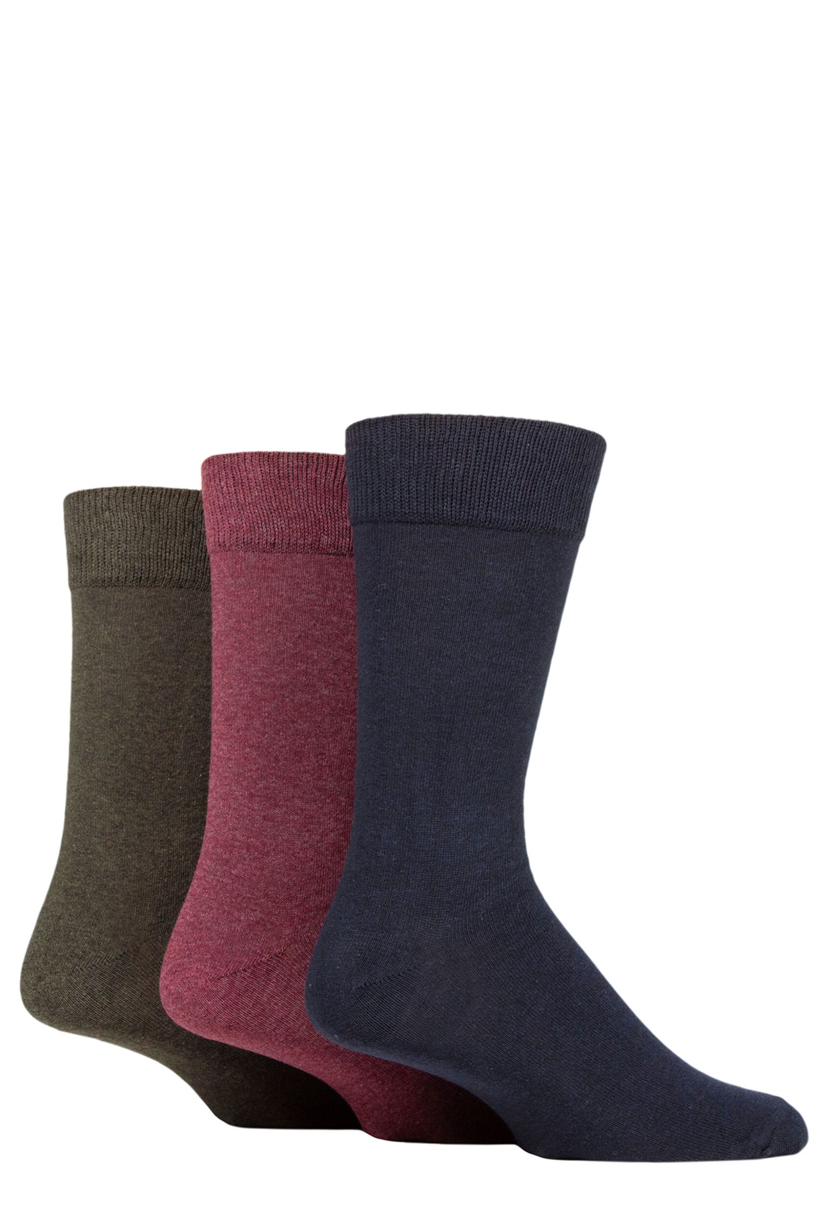 Mens 3 Pair SOCKSHOP TORE 100% Recycled Plain Cotton Socks Black / Pink / Green 7-11 Mens