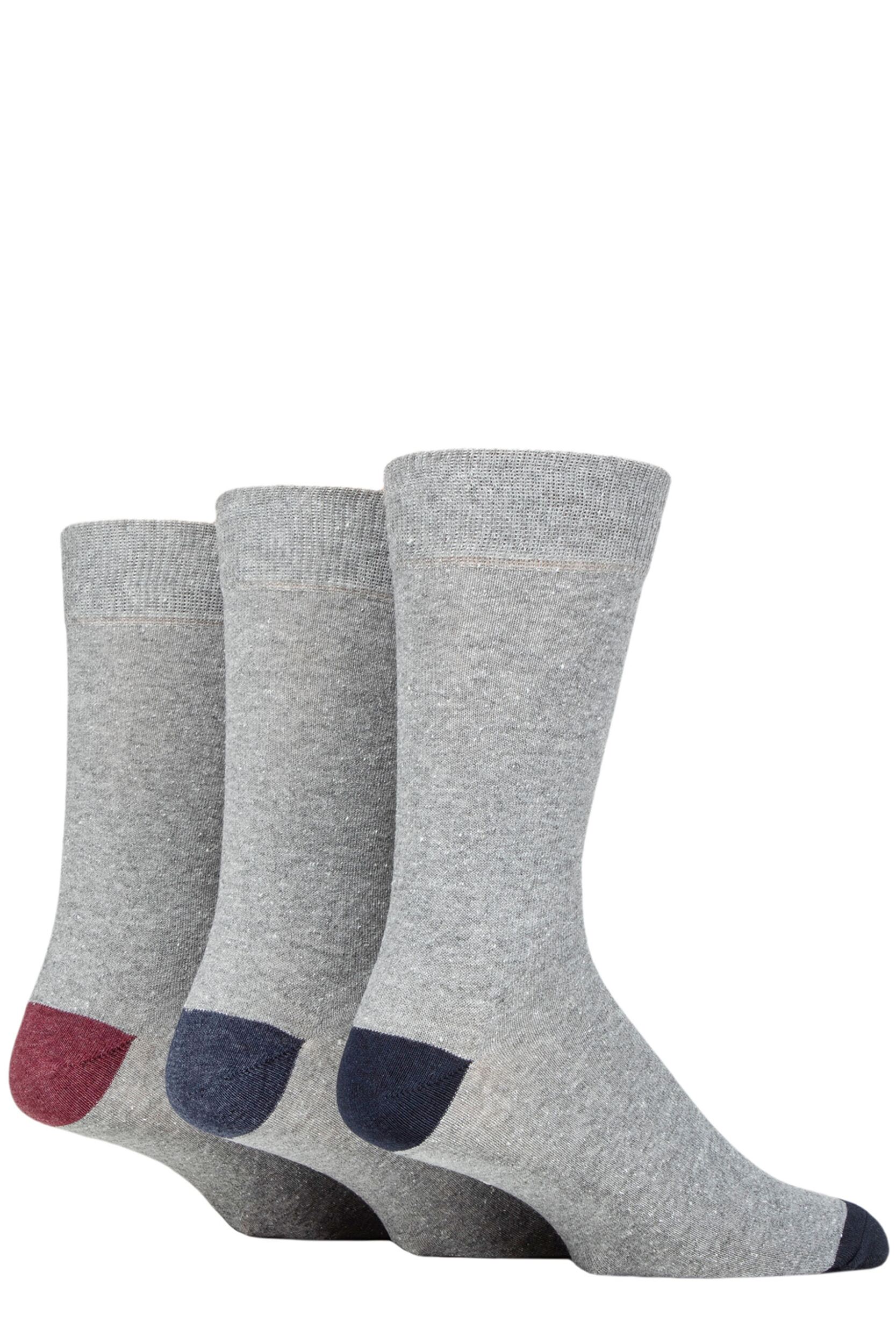 Image of Mens 3 Pair SOCKSHOP TORE 100% Recycled Heel and Toe Cotton Socks Grey 7-11 Mens