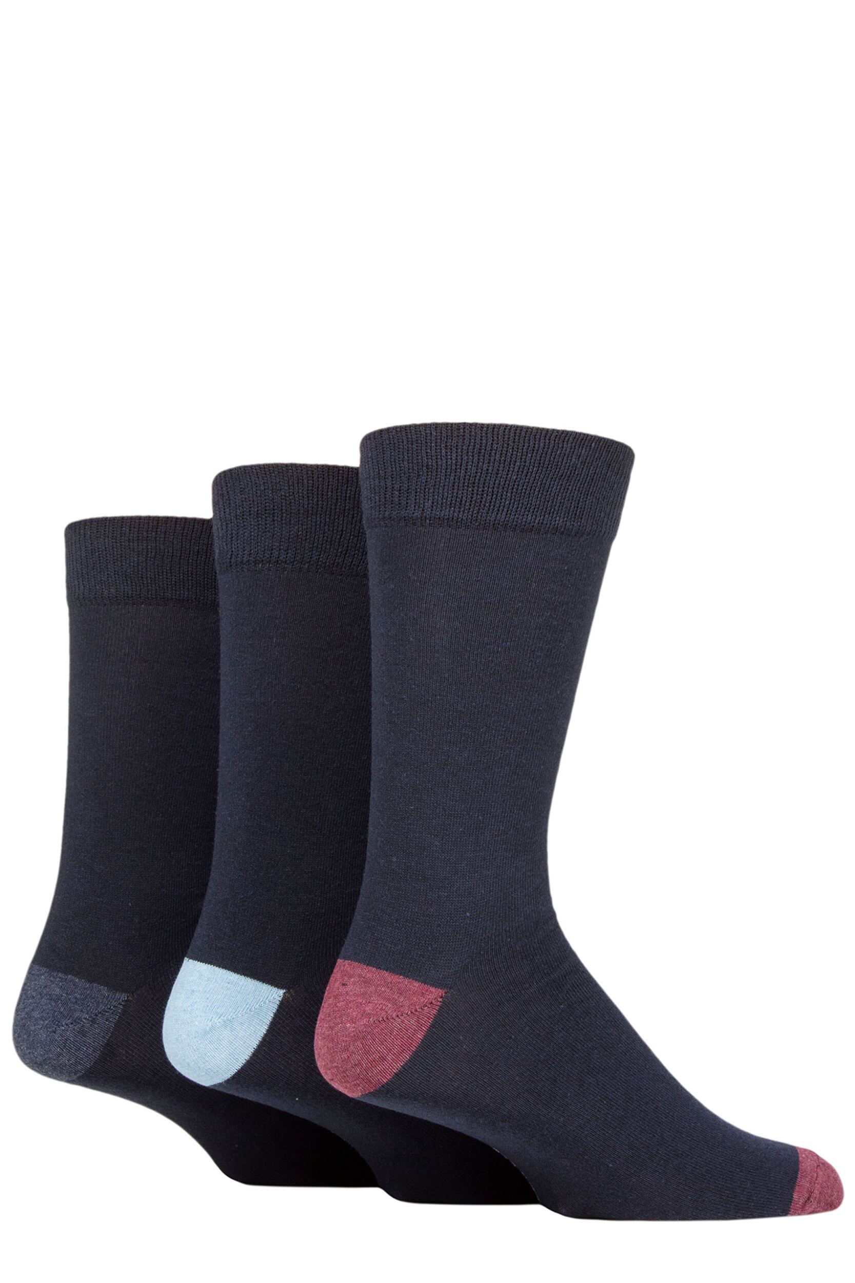 Mens 3 Pair SOCKSHOP TORE 100% Recycled Heel and Toe Cotton Socks Navy 7-11 Mens