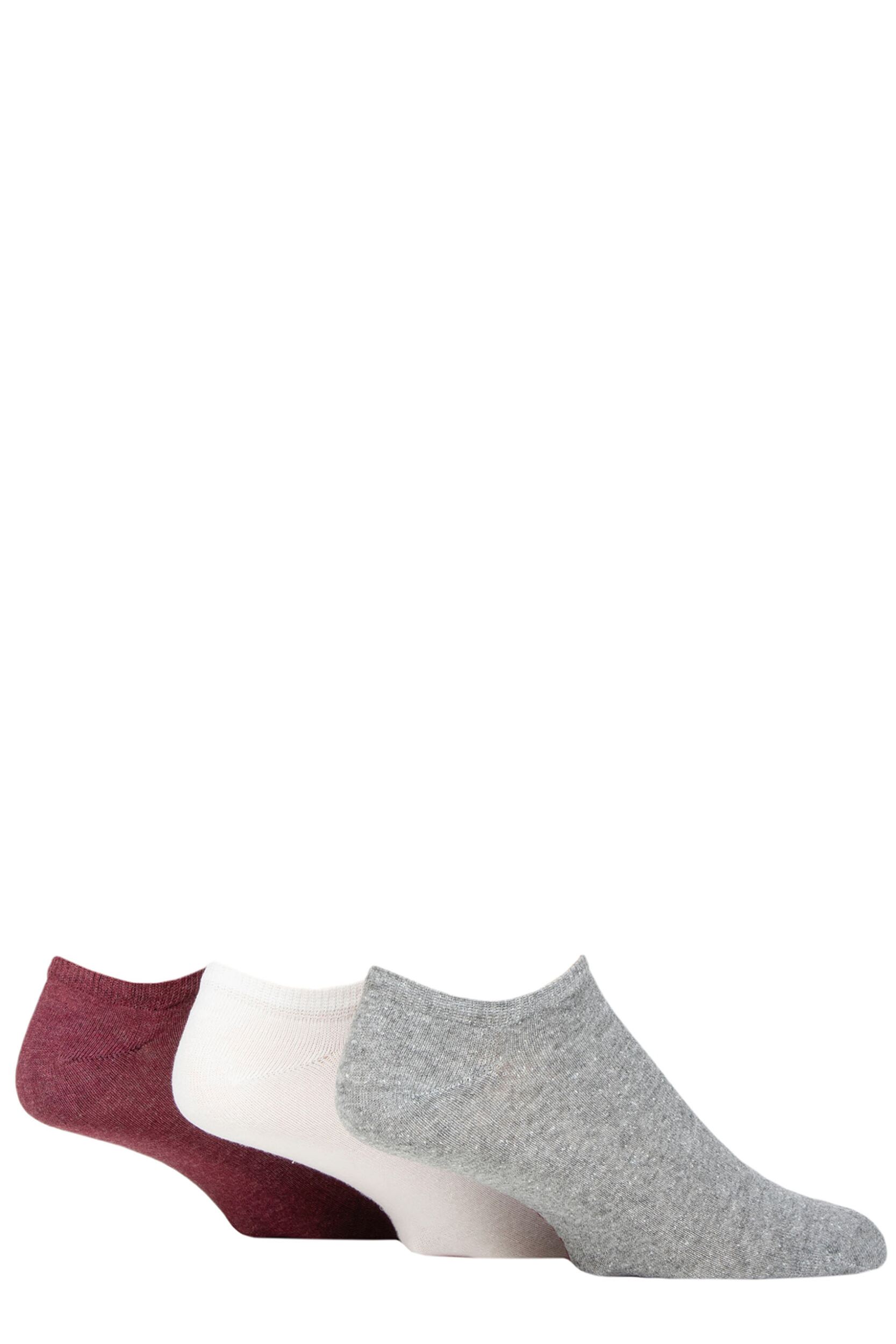 Mens 3 Pair SOCKSHOP TORE 100% Recycled Plain Cotton Trainer Socks Grey / White / Pink 7-11 Mens