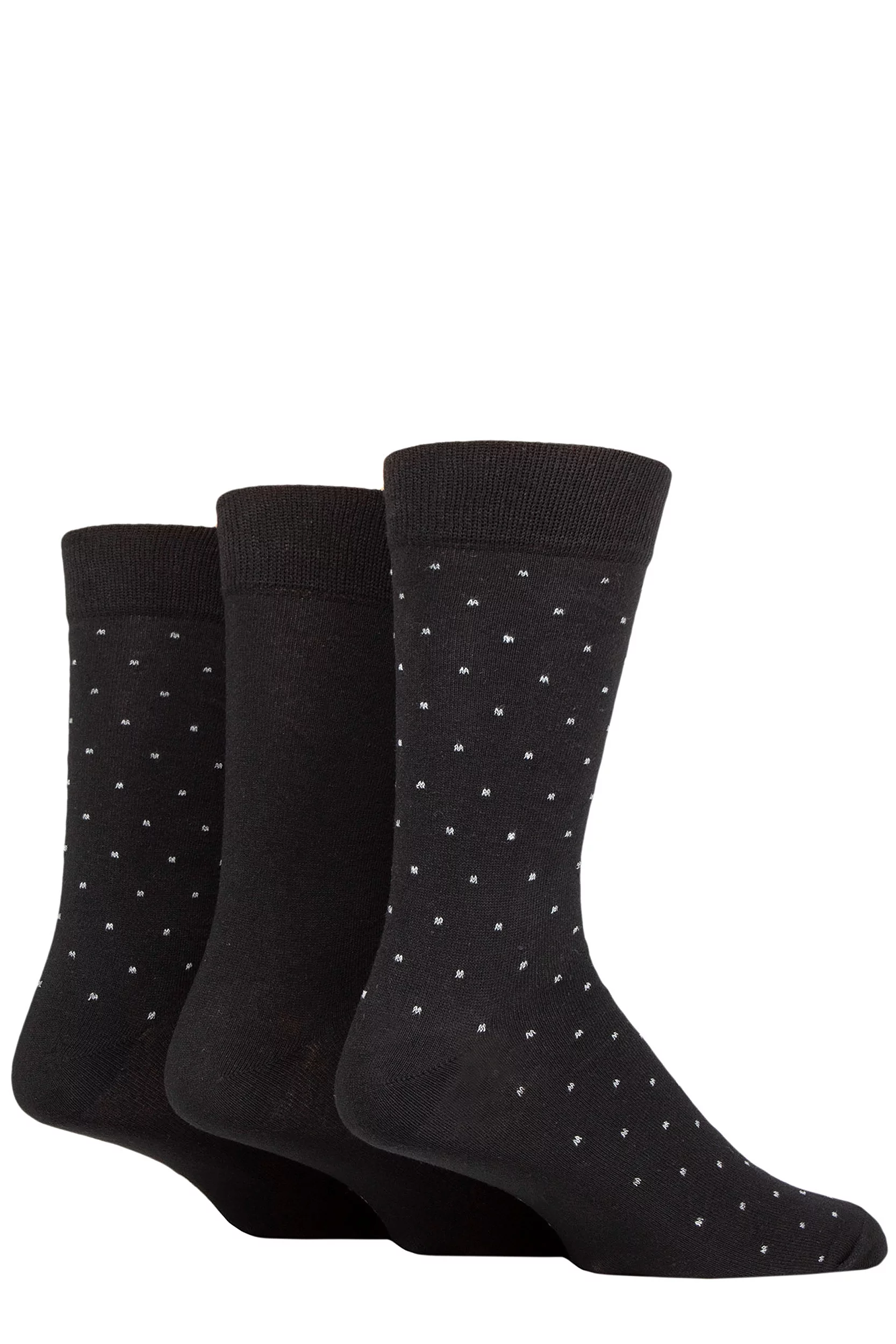 Mens 3 Pair SOCKSHOP TORE 100% Recycled Pin Dot Cotton Socks Black 7-11 Mens