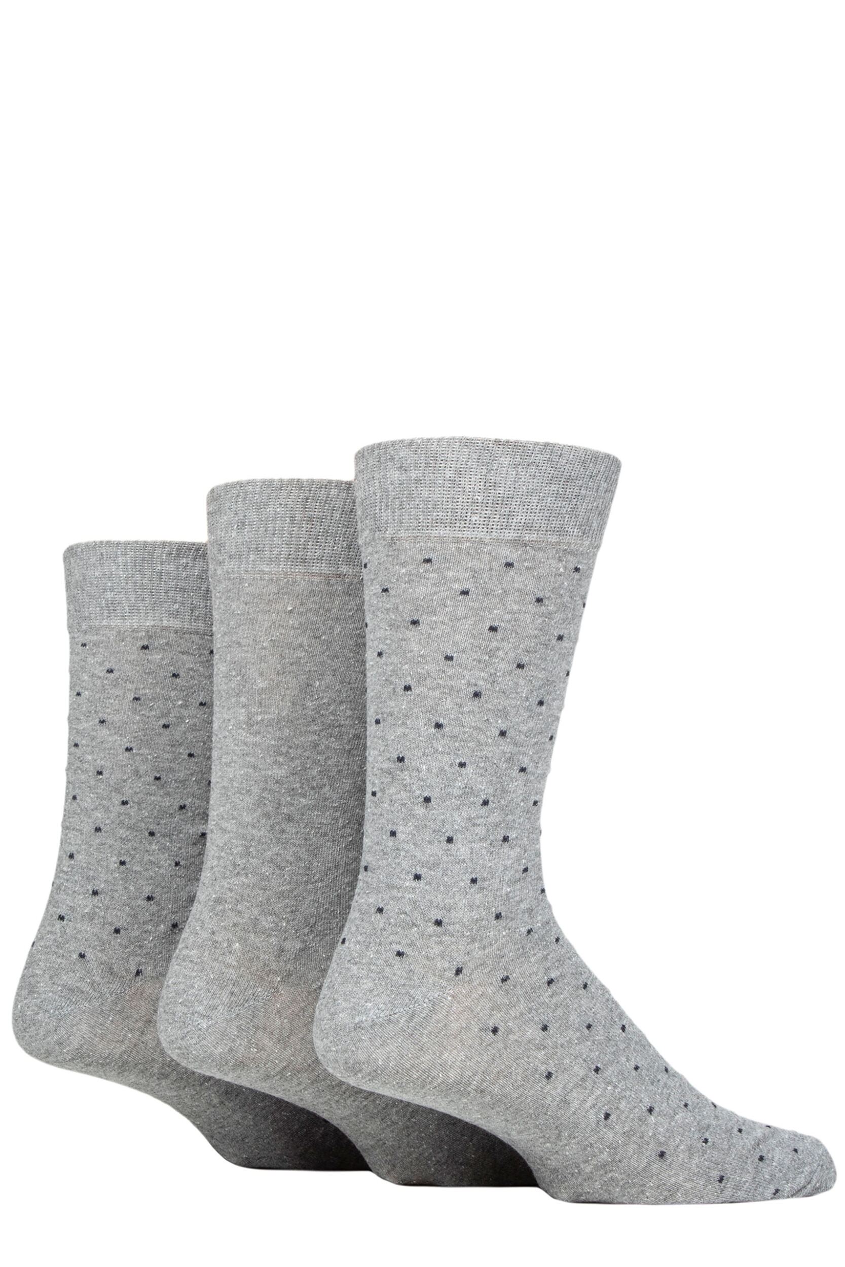 Mens 3 Pair SOCKSHOP TORE 100% Recycled Pin Dot Cotton Socks Grey 7-11 Mens