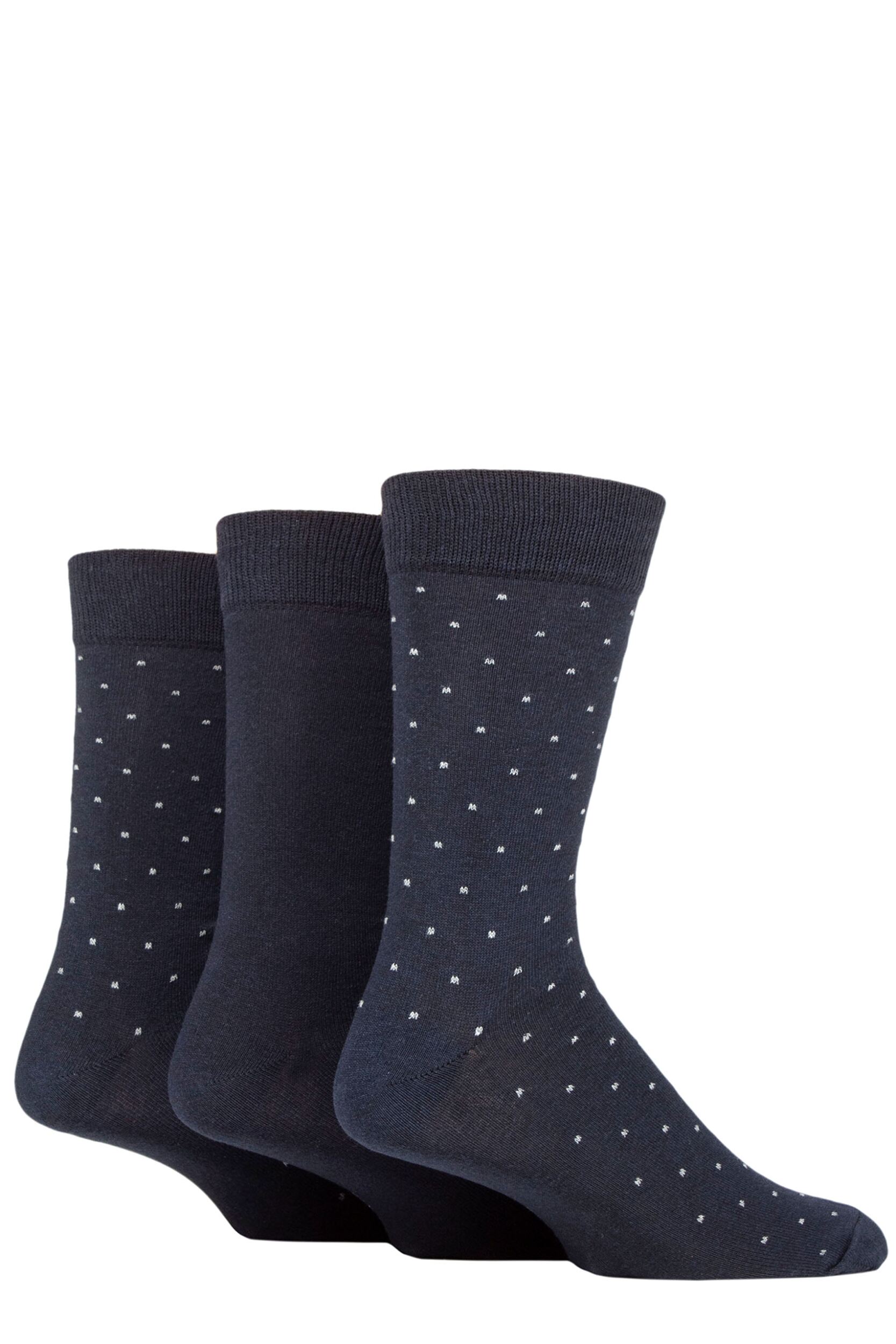 Mens 3 Pair SOCKSHOP TORE 100% Recycled Pin Dot Cotton Socks Navy 7-11 Mens
