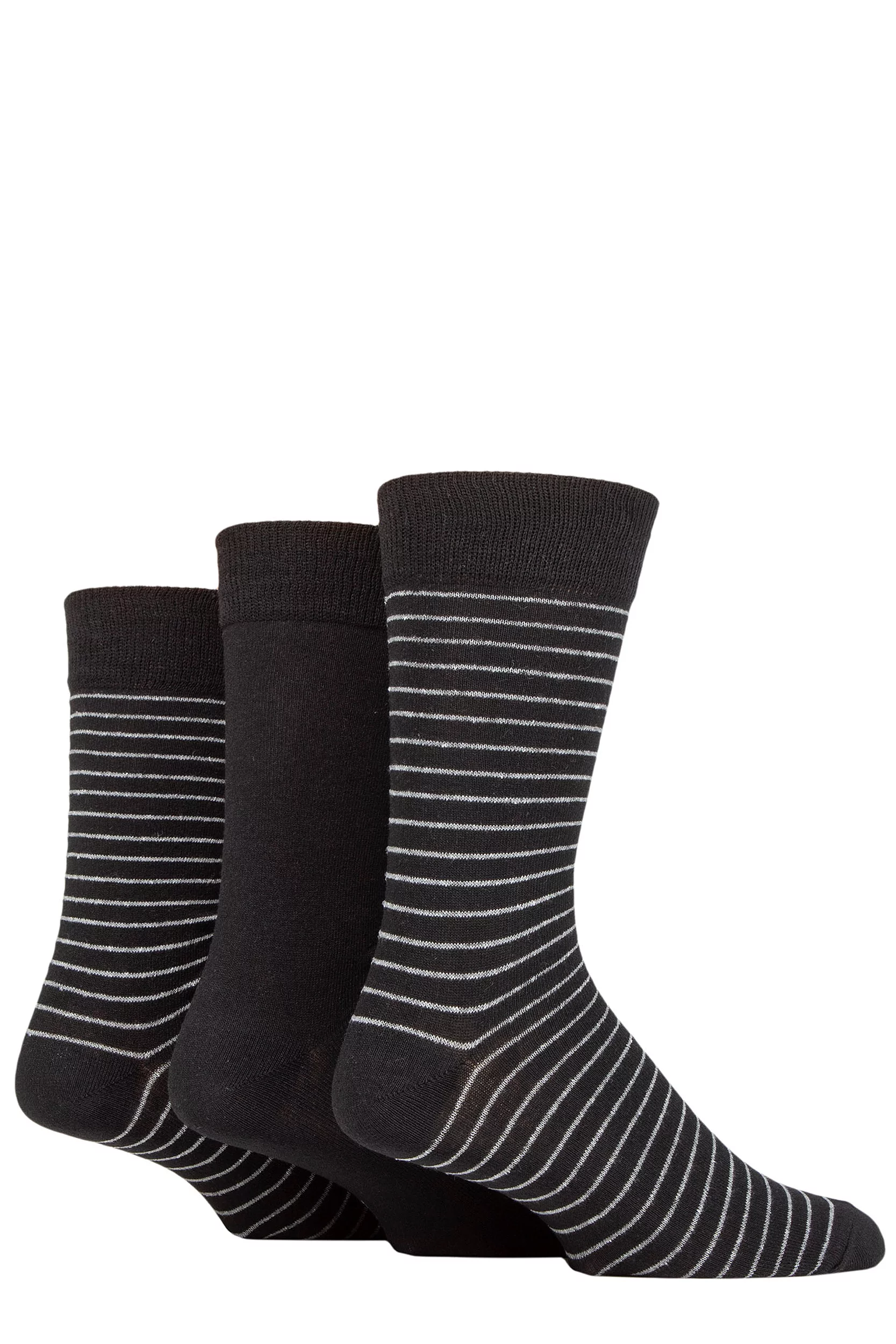 Mens 3 Pair SOCKSHOP TORE 100% Recycled Fine Stripe Cotton Socks Black 7-11 Mens