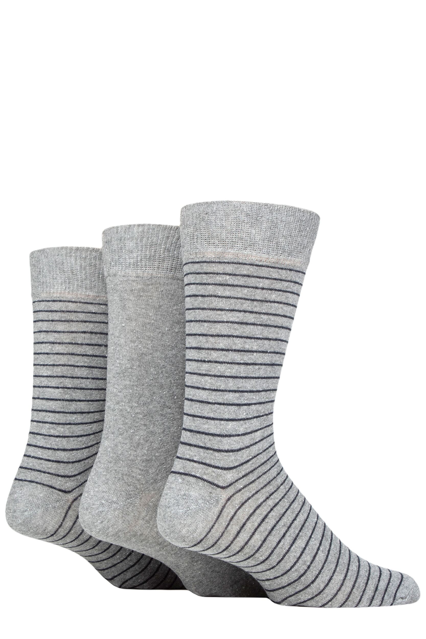 Mens 3 Pair SOCKSHOP TORE 100% Recycled Fine Stripe Cotton Socks Grey 7-11 Mens