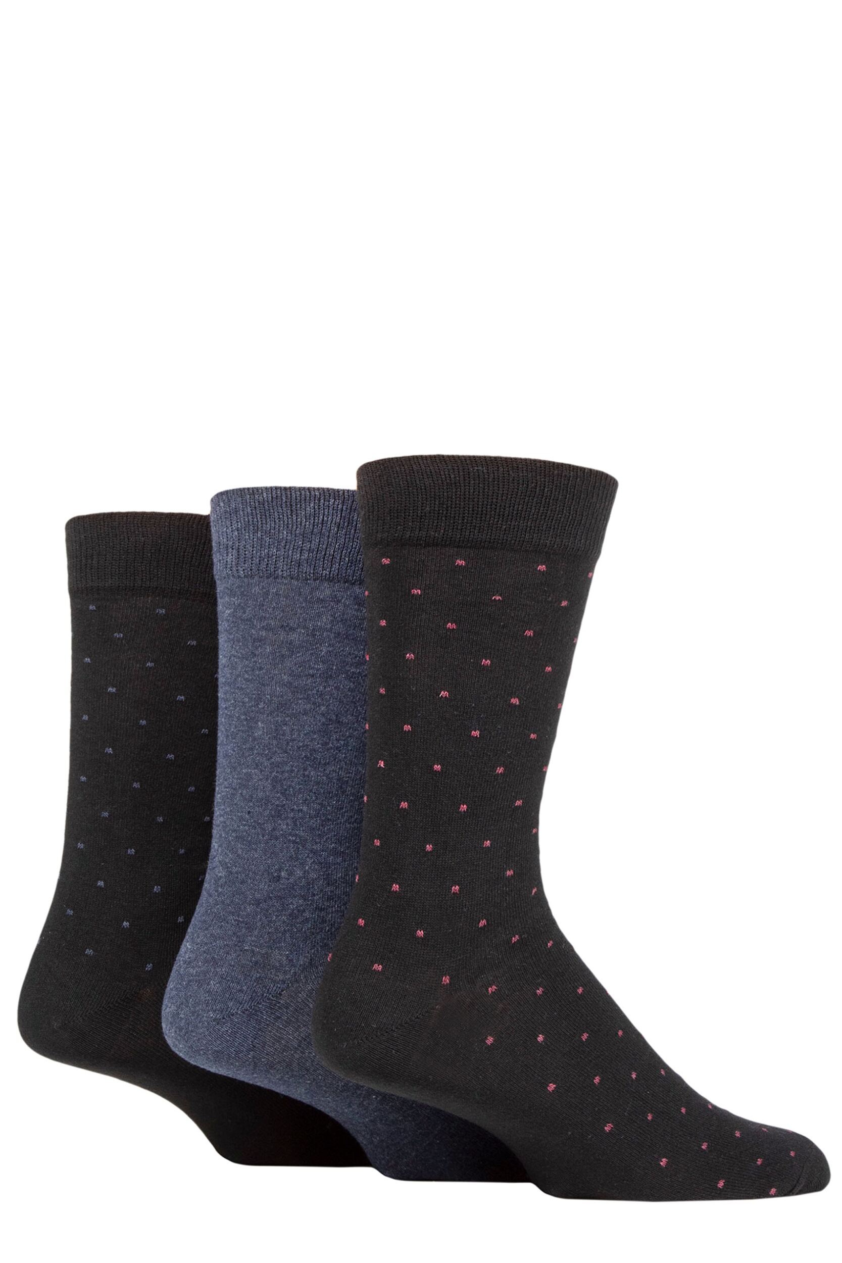 Mens 3 Pair SOCKSHOP TORE 100% Recycled Dots Cotton Socks Black 7-11 Mens