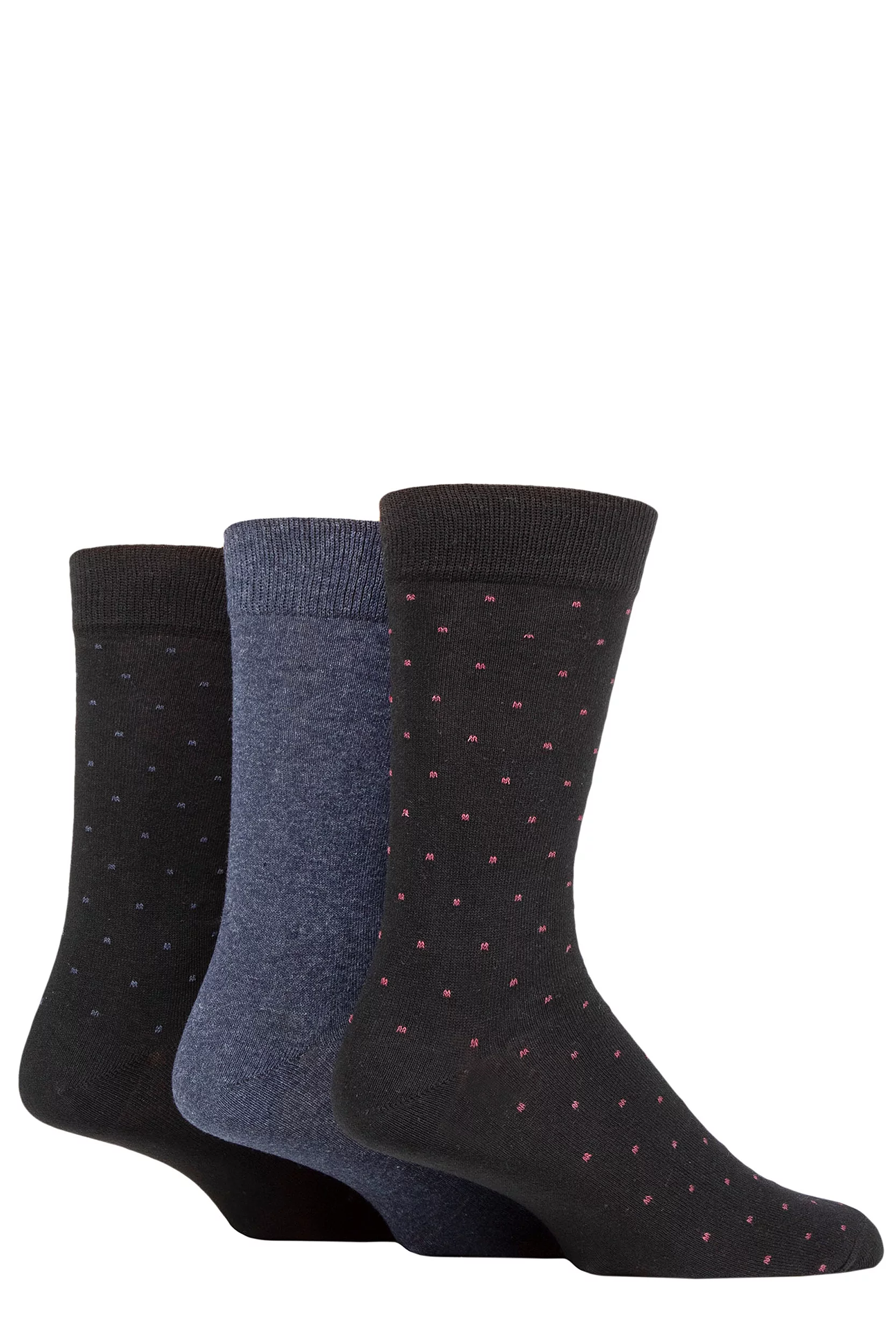 Mens 3 Pair SOCKSHOP TORE 100% Recycled Dots Cotton Socks Black 7-11 Mens
