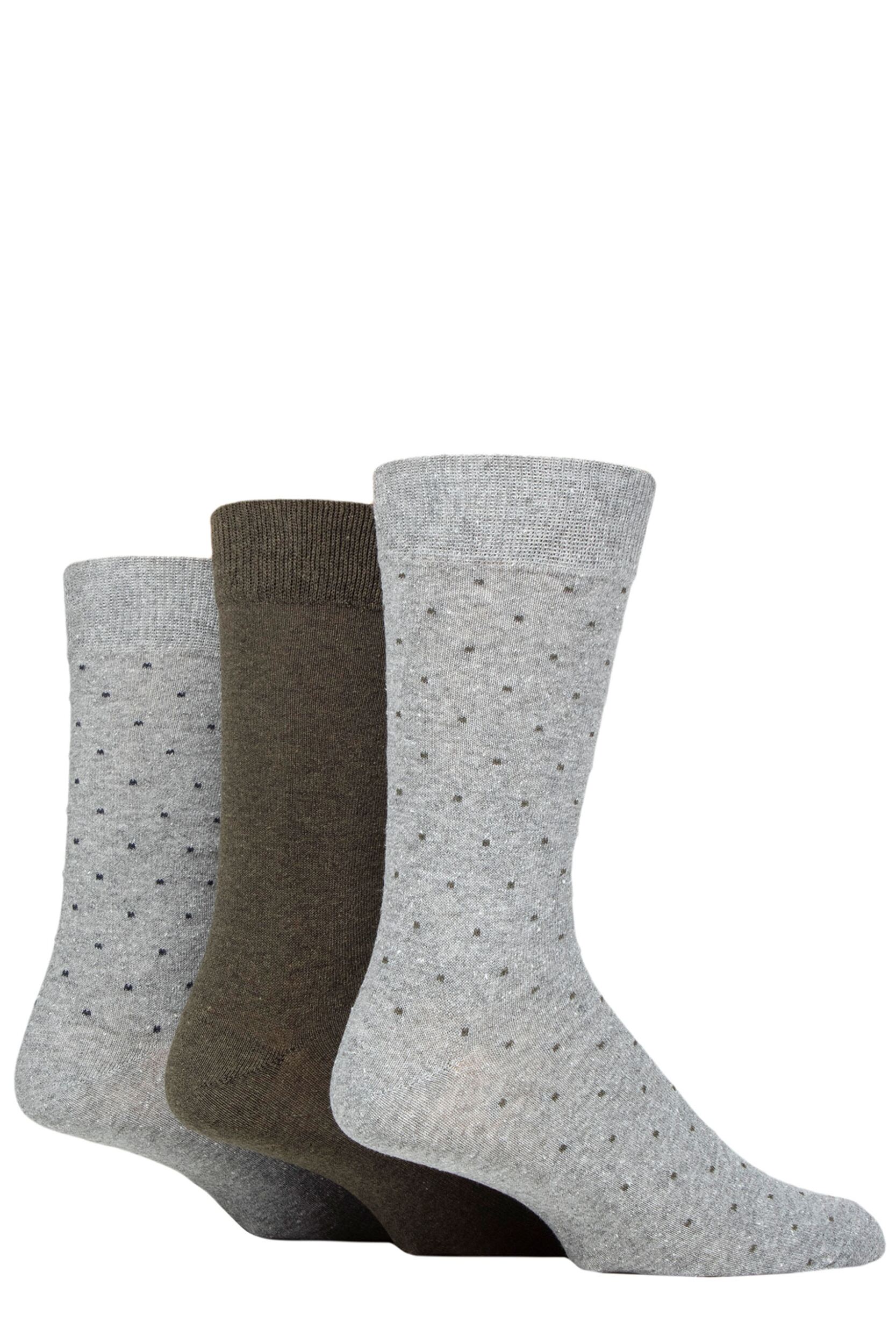 Mens 3 Pair SOCKSHOP TORE 100% Recycled Dots Cotton Socks Grey 7-11 Mens