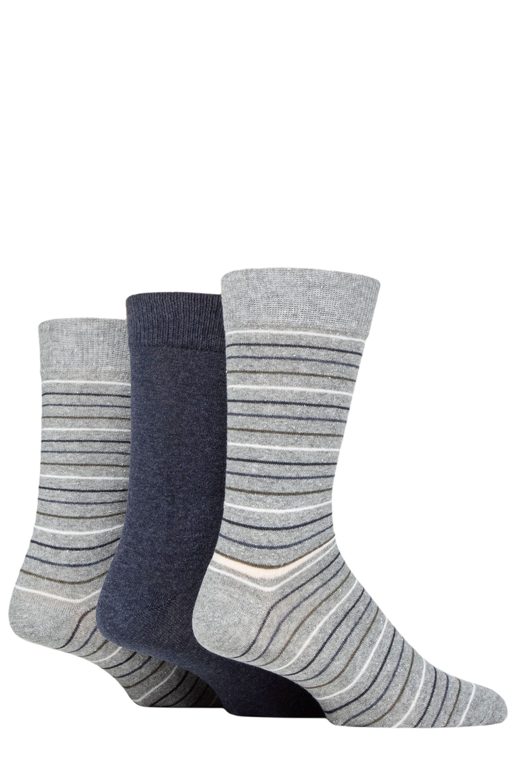 Mens 3 Pair SOCKSHOP TORE 100% Recycled Multi Stripe Cotton Socks Grey 7-11 Mens