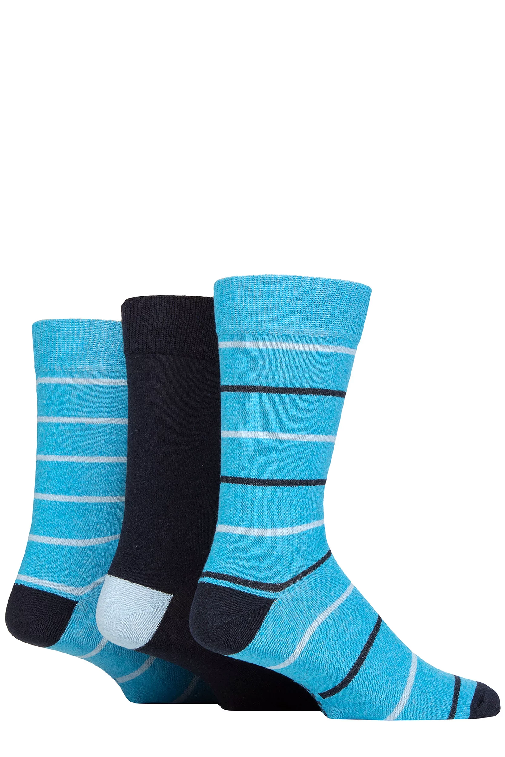 Mens 3 Pair SOCKSHOP TORE 100% Recycled Cotton Thin Stripe Patterned Socks Thin Stripes Blue / Navy 7