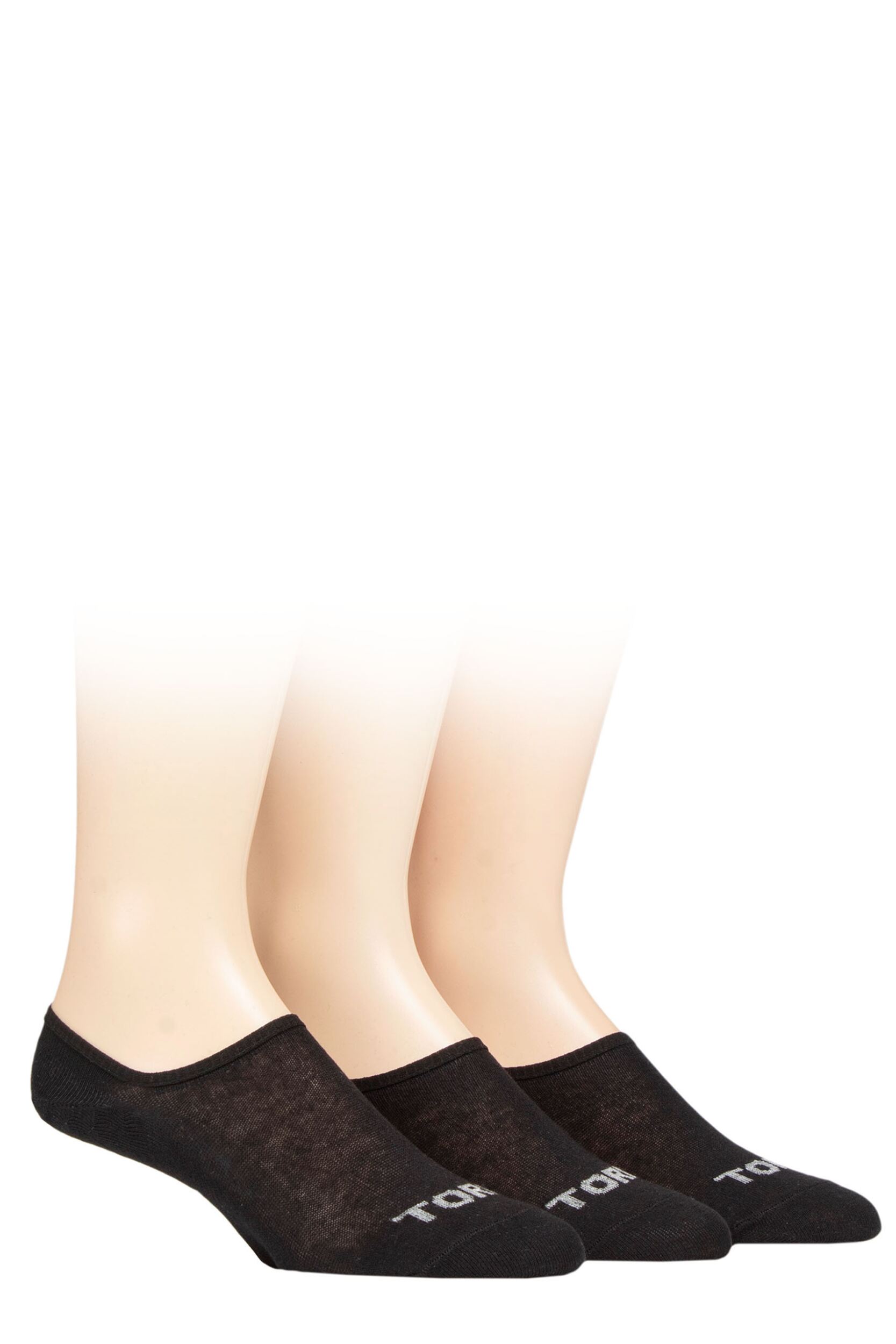 Mens 3 Pair SOCKSHOP TORE 100% Recycled Plain Cotton High Cut Ped Socks Black 7-11 Mens