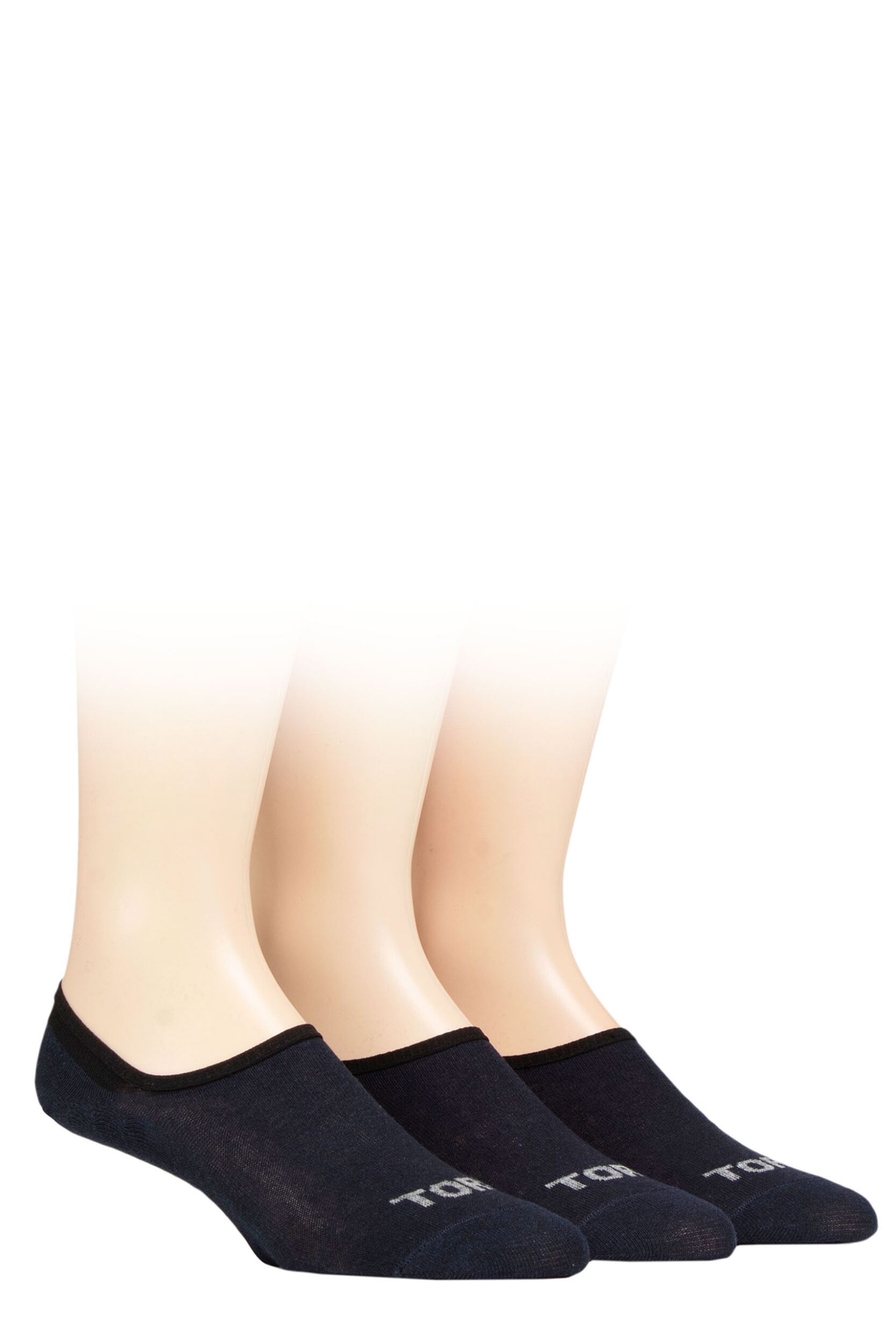 Mens 3 Pair SOCKSHOP TORE 100% Recycled Plain Cotton High Cut Ped Socks Navy 7-11 Mens