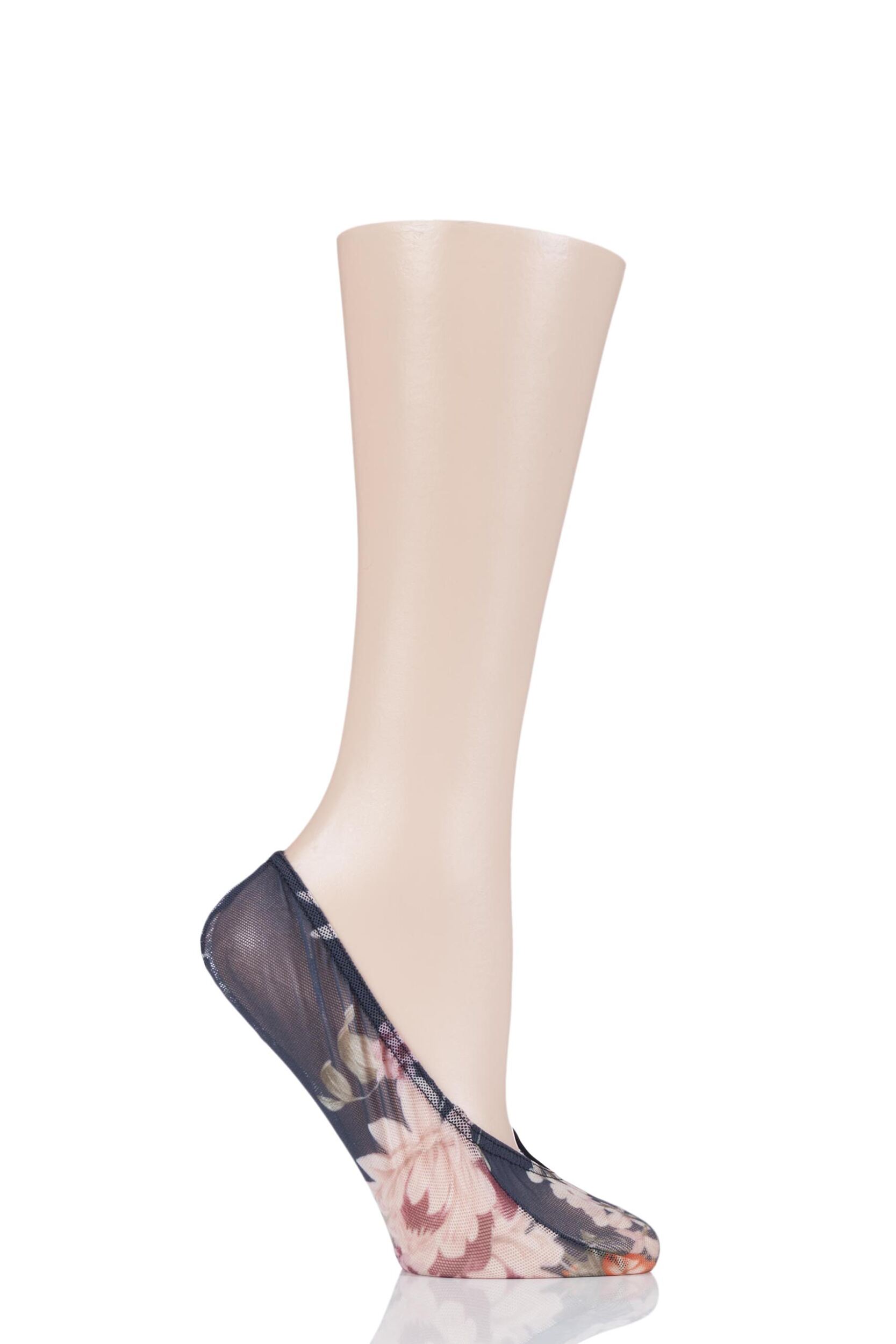 Image of Ladies 1 Pair Oroblu Jasmine Floral Shoe Liner Socks