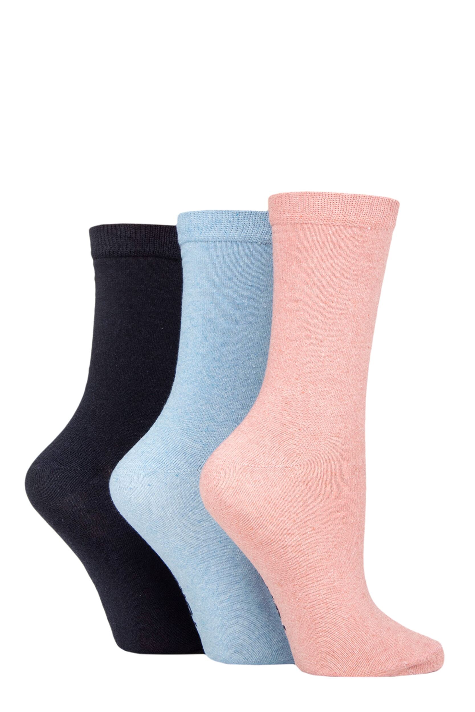Women's 3 Pair SOCKSHOP TORE 100% Recycled Plain Cotton Socks Assorted 4-8 Ladies