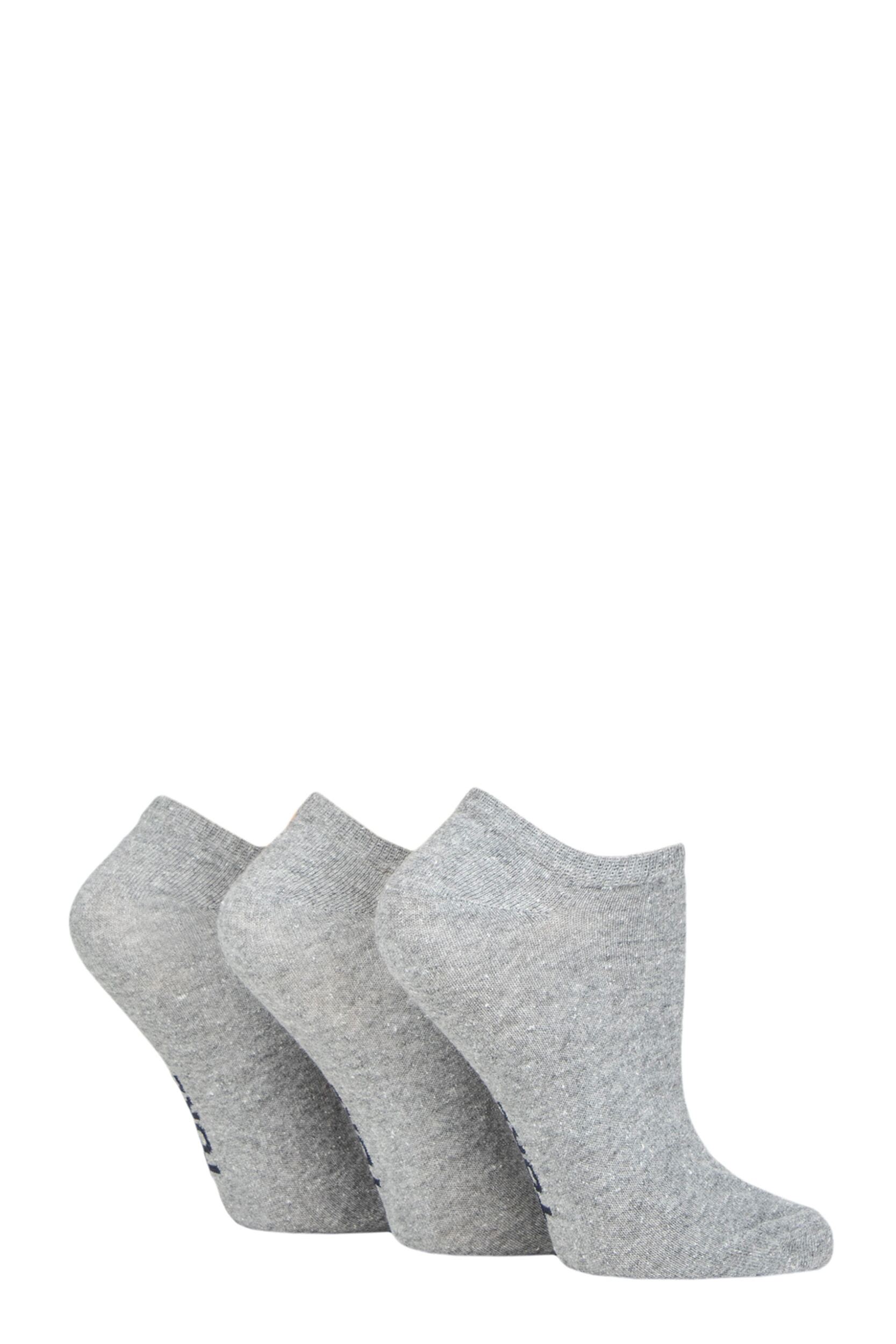 Ladies 3 Pair SOCKSHOP TORE 100% Recycled Plain Cotton Trainer Socks Grey 4-8 Ladies