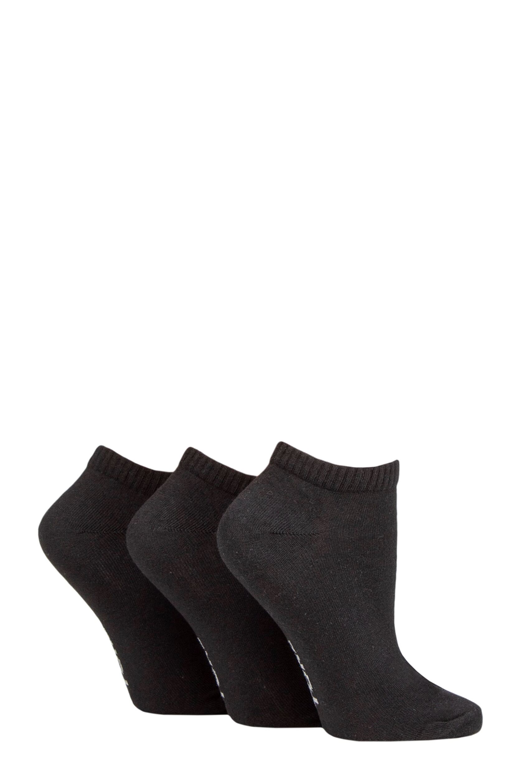 Women's 3 Pair SOCKSHOP TORE 100% Recycled Plain Cotton Sports Trainer Socks Black 4-8 Ladies