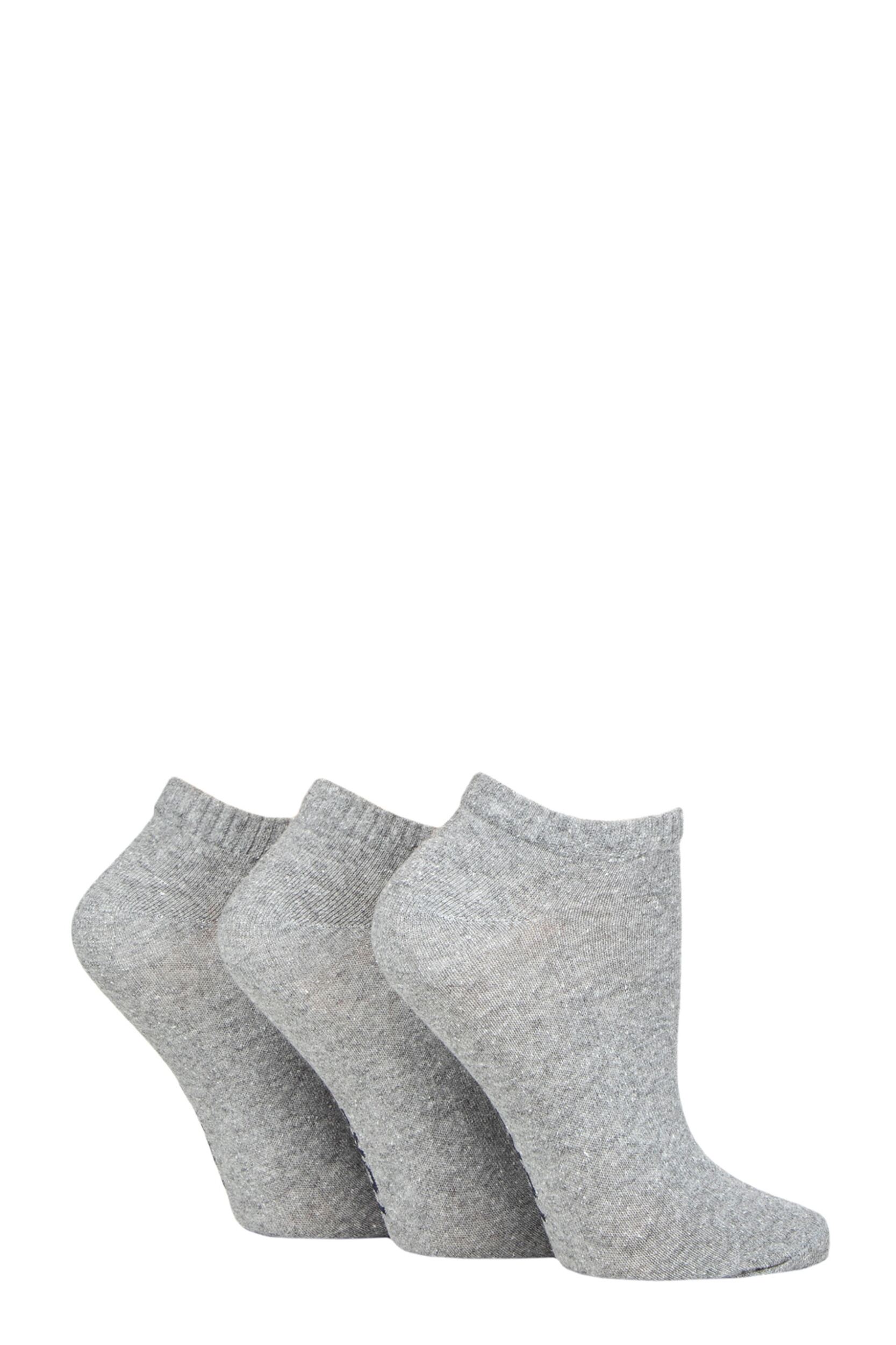 Women's 3 Pair SOCKSHOP TORE 100% Recycled Plain Cotton Sports Trainer Socks Grey 4-8 Ladies