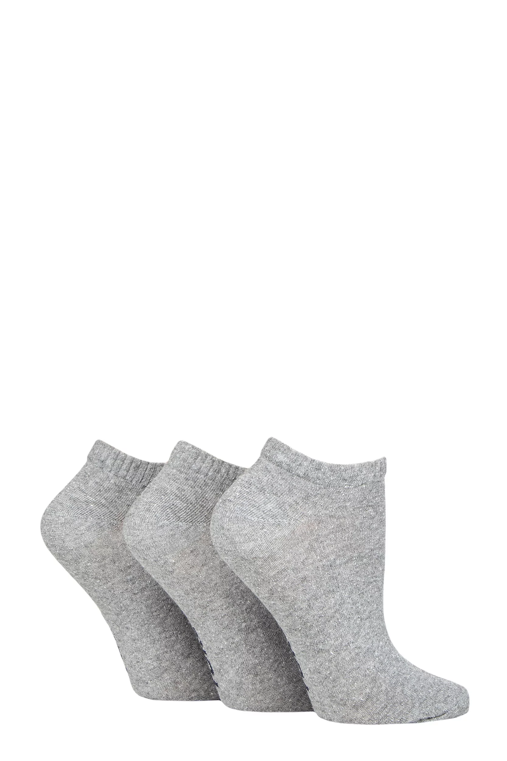 Women's 3 Pair SOCKSHOP TORE 100% Recycled Plain Cotton Sports Trainer Socks Grey 4-8 Ladies