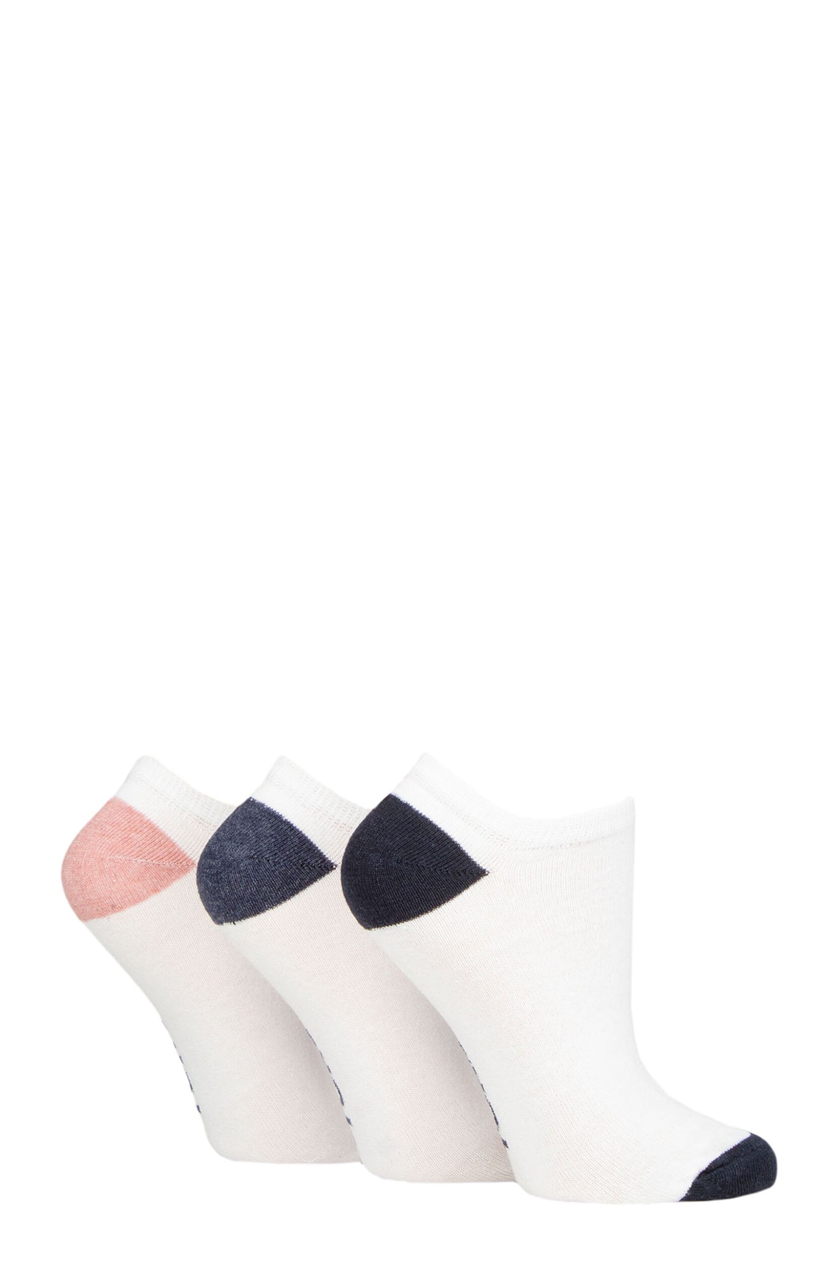 Women's 3 Pair SOCKSHOP TORE 100% Recycled Heel and Toe Cotton Trainer Socks White 4-8 Ladies