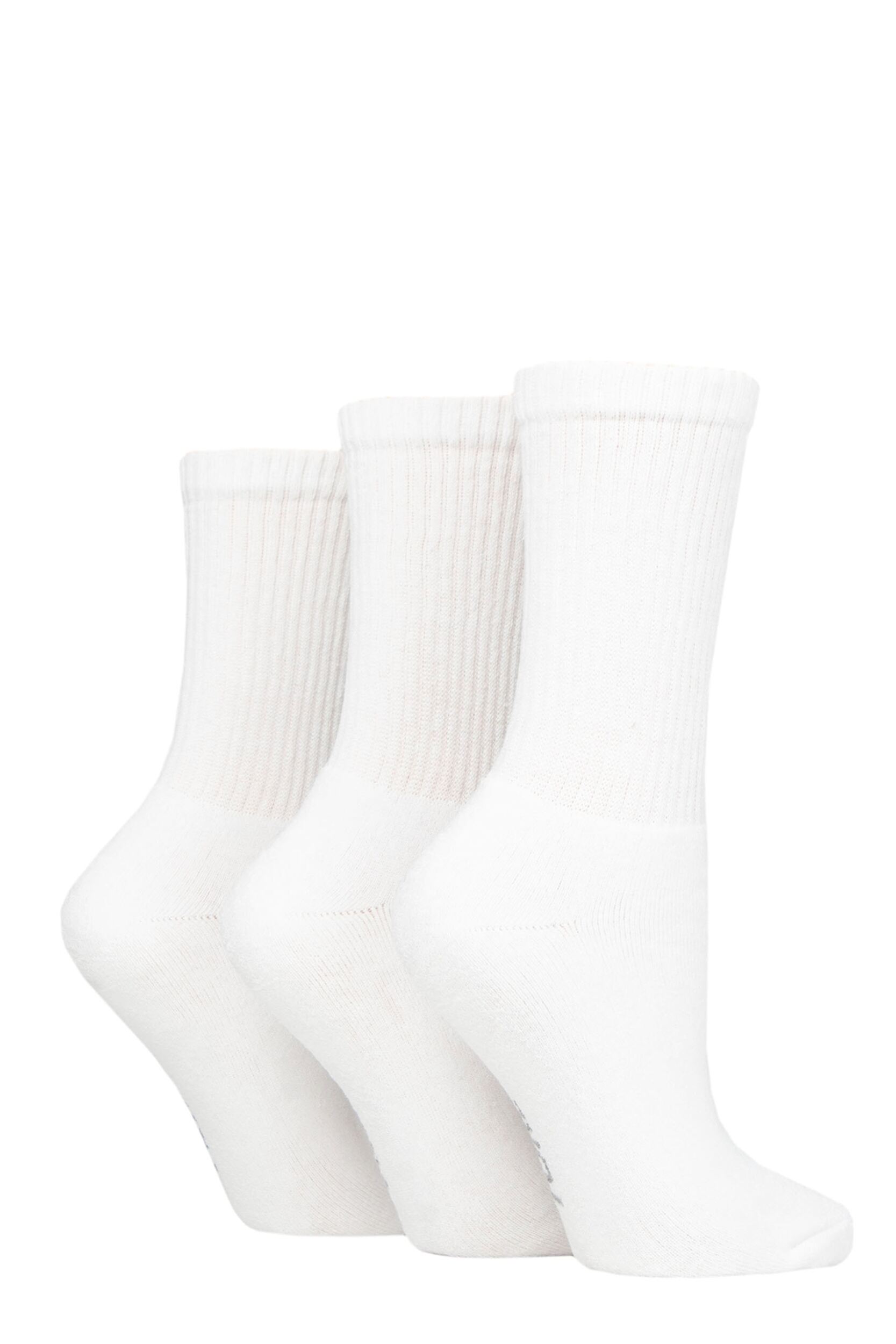 Women's 3 Pair SOCKSHOP TORE 100% Recycled Plain Cotton Sports Socks White 4-8 Ladies