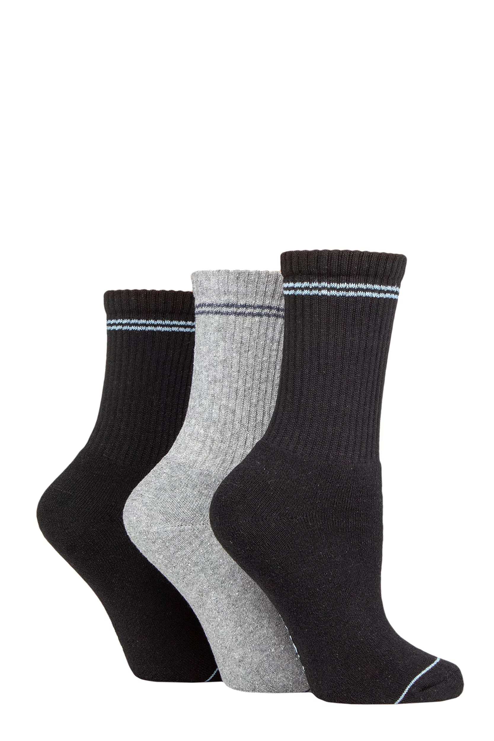 Women's 3 Pair SOCKSHOP TORE 100% Recycled Fashion Cotton Sports Socks Black 4-8 Ladies