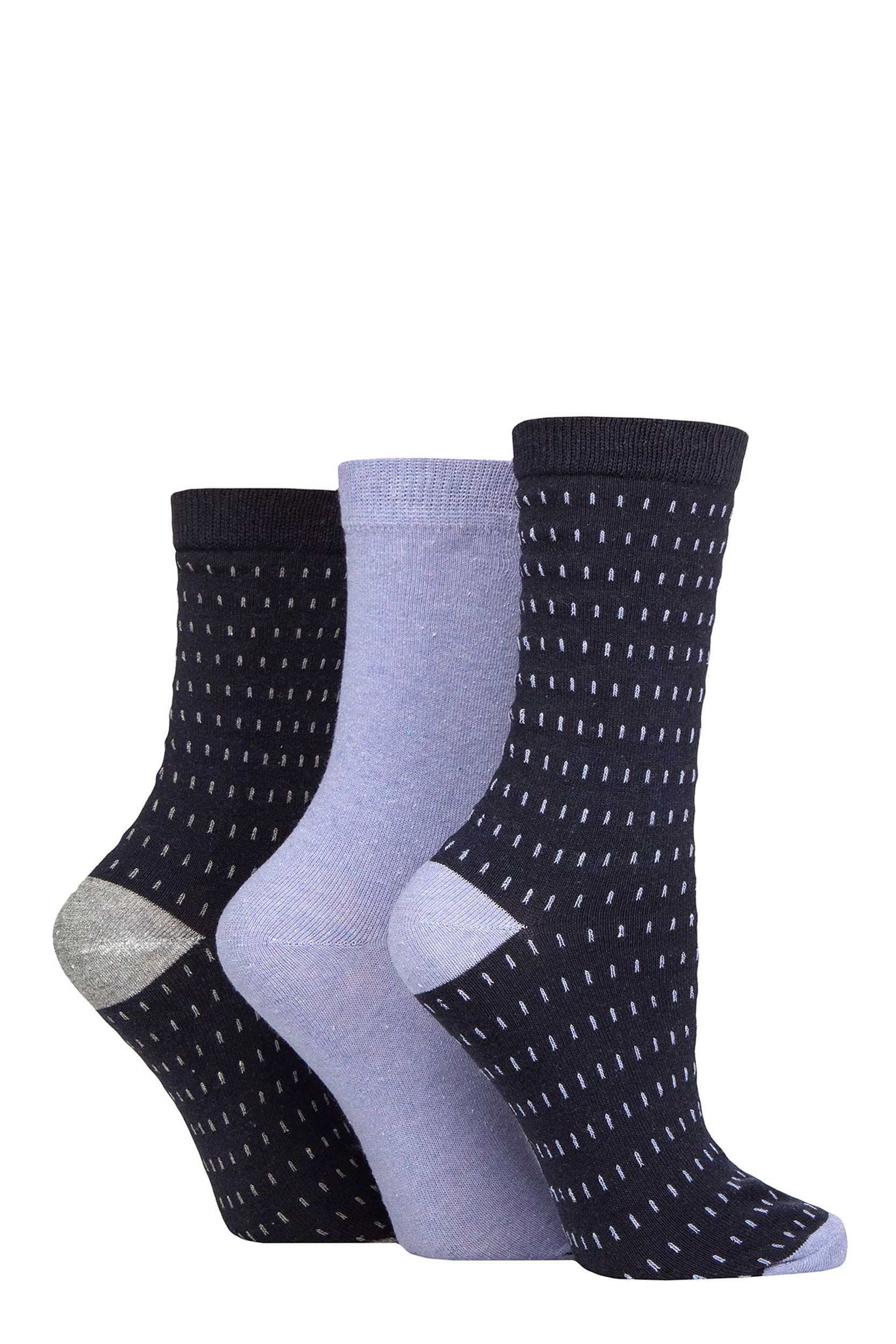Women's 3 Pair SOCKSHOP TORE 100% Recycled Cotton Dash Patterned Socks Small Dash Navy 4