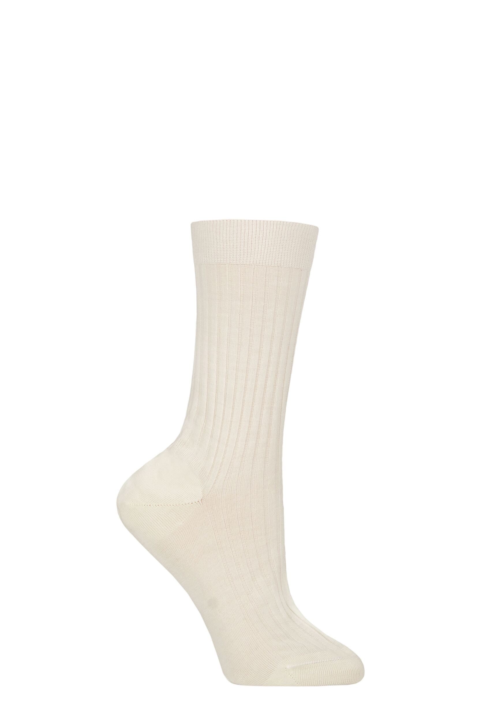 Image of Women's 1 Pair Pantherella Classic Merino Wool Ribbed Socks Cream 4-7