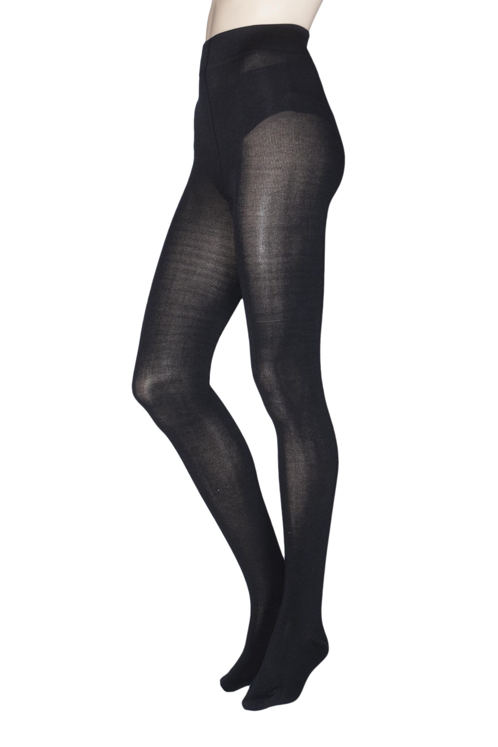 1 Pair Black Elgin Bamboo and Recycled Polyester Plain Tights Ladies Large - Thought