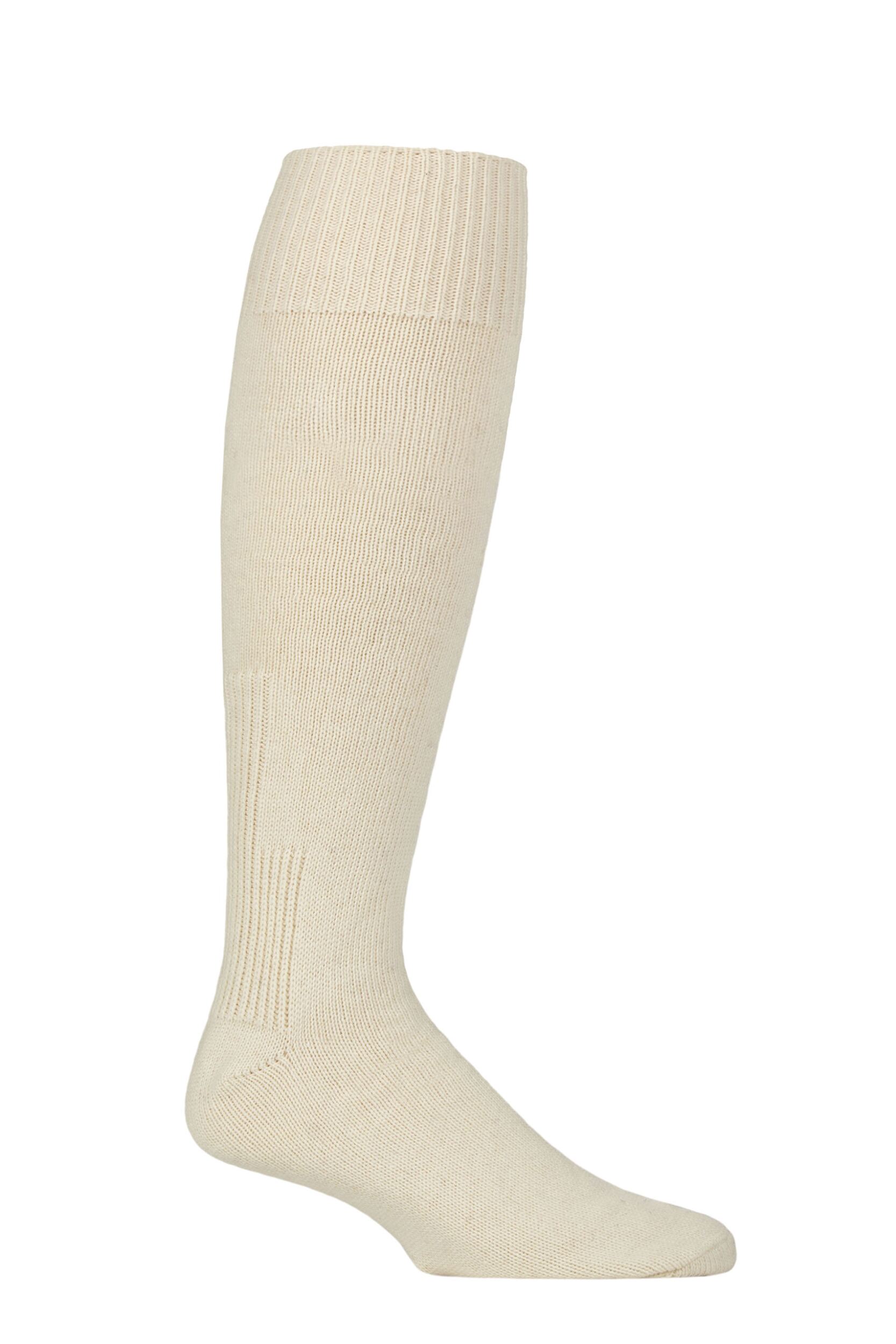 Mens 1 Pair SOCKSHOP Workforce Wool Protective Knee High Socks Cream 12-14