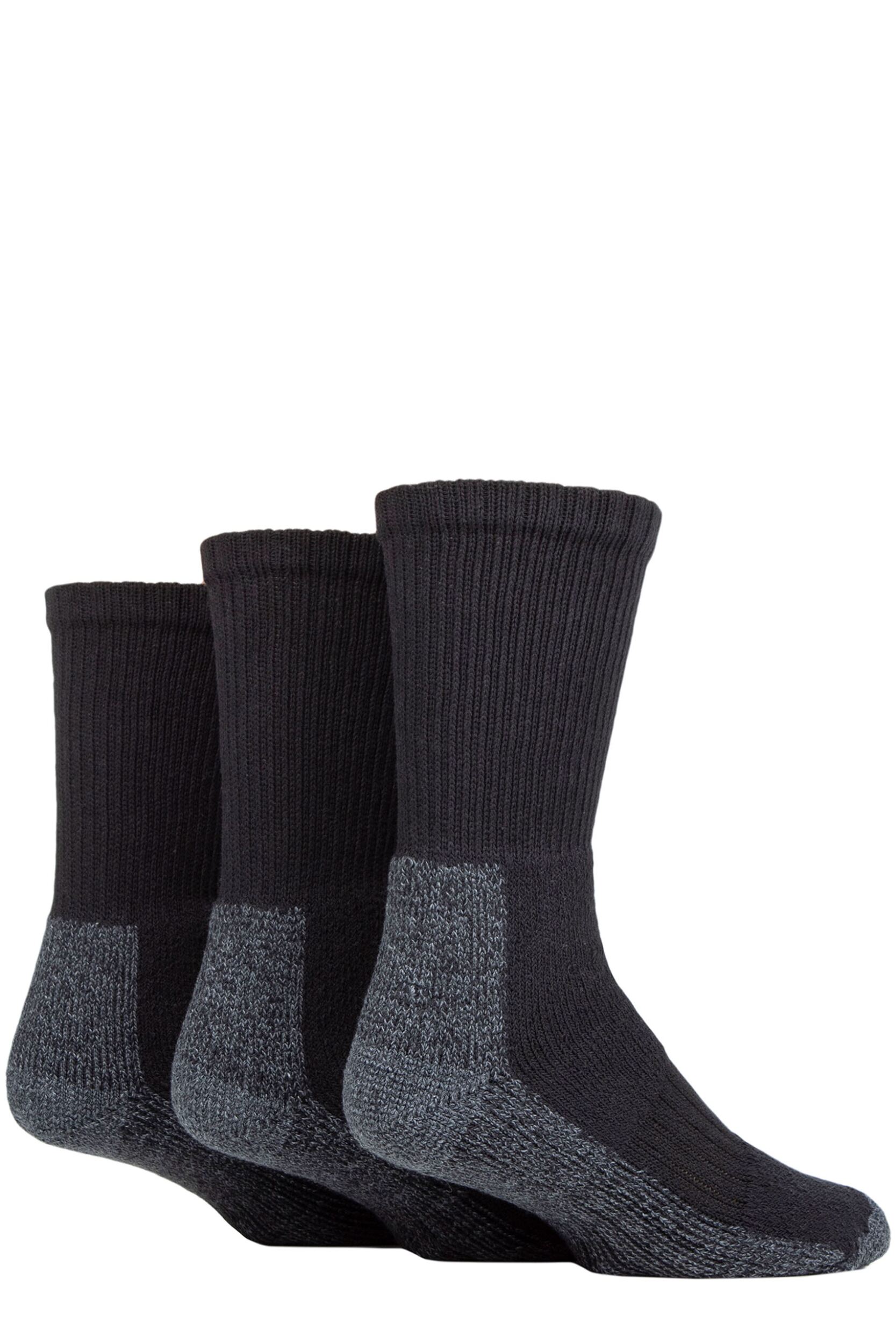 Women's 3 Pair Workforce Safety Boot Socks Black 4-8 Ladies