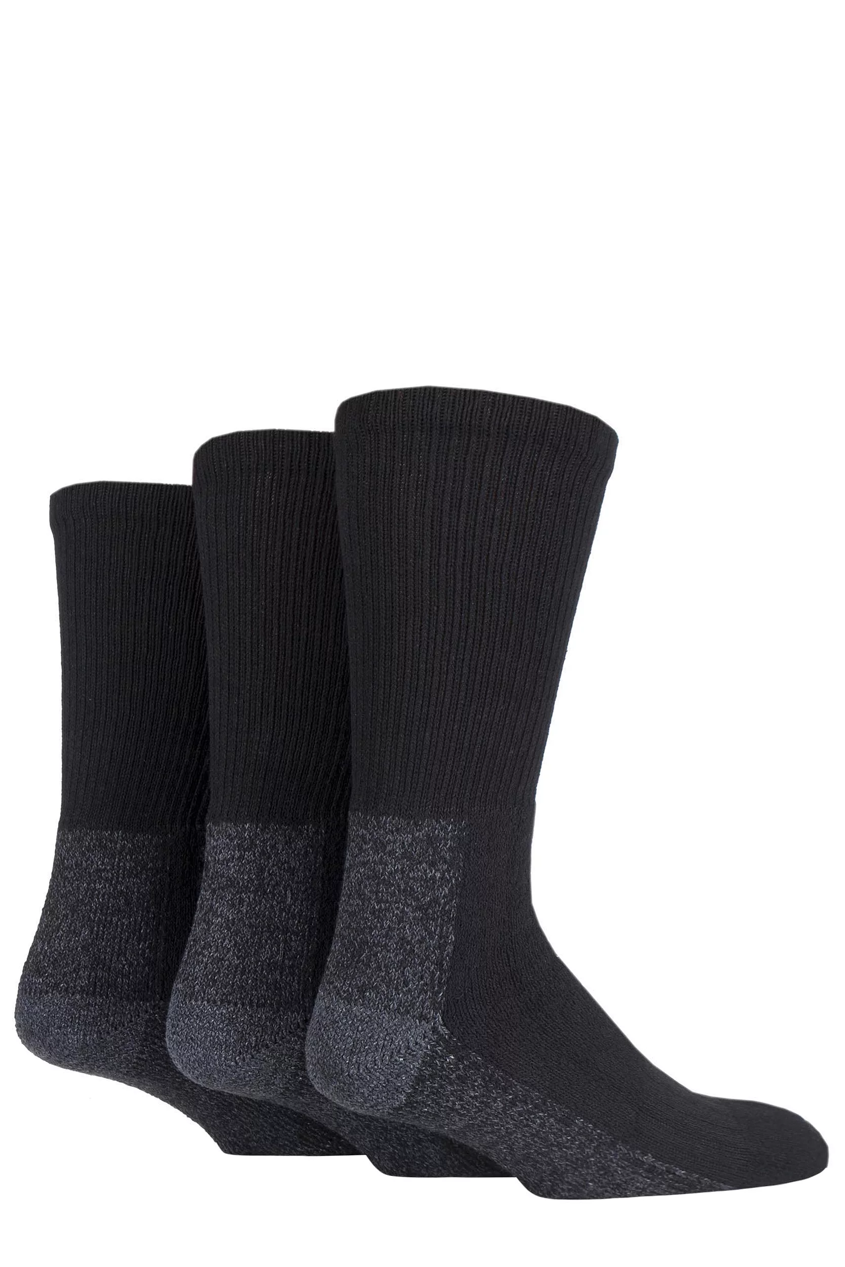 3 Pair Black Calf Length Safety Boot Socks Size 12 - 14 In Black Men's 12-14 Mens - Workforce