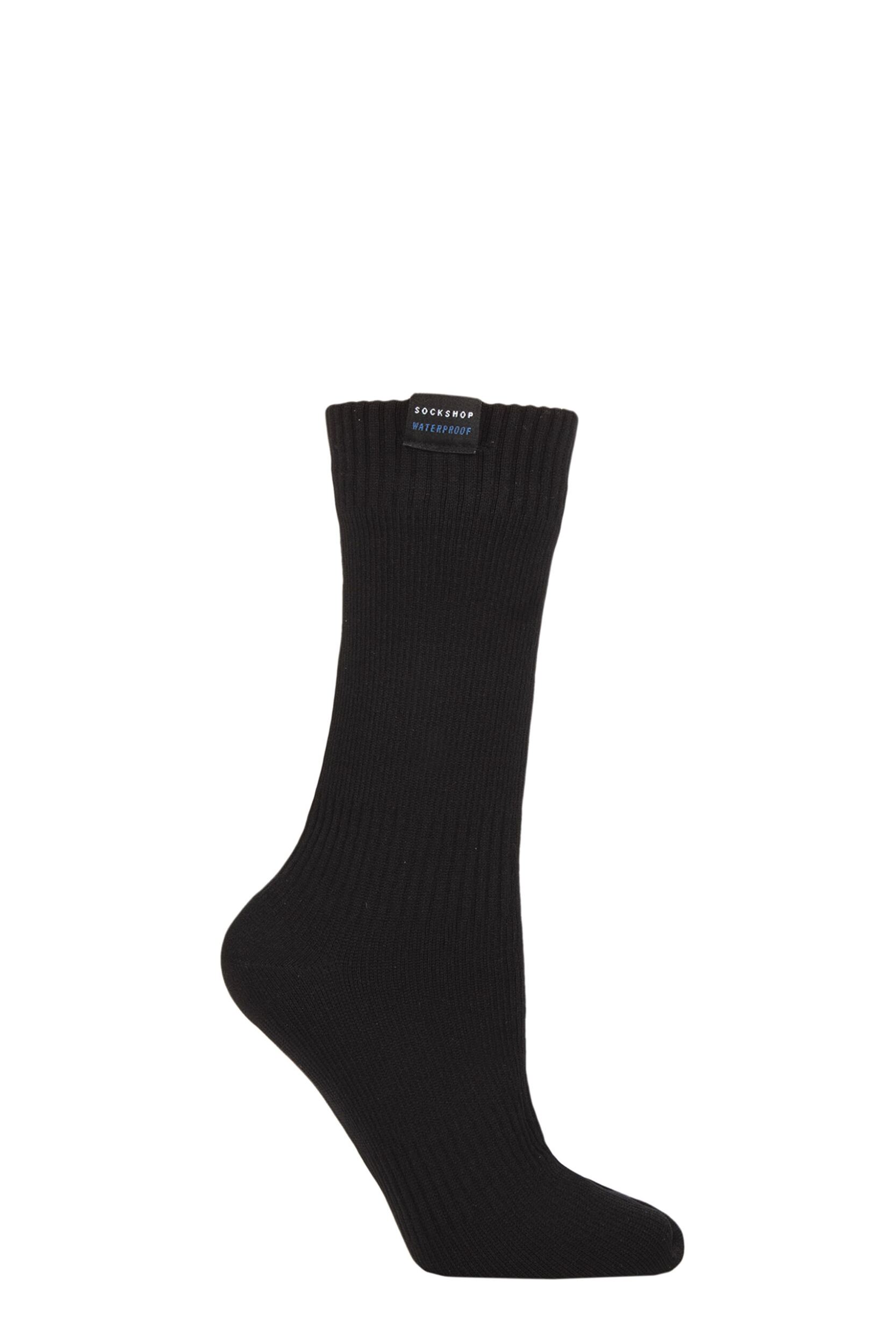 Women's 1 Pair SOCKSHOP Plain Waterproof Boot Socks Black 4-8