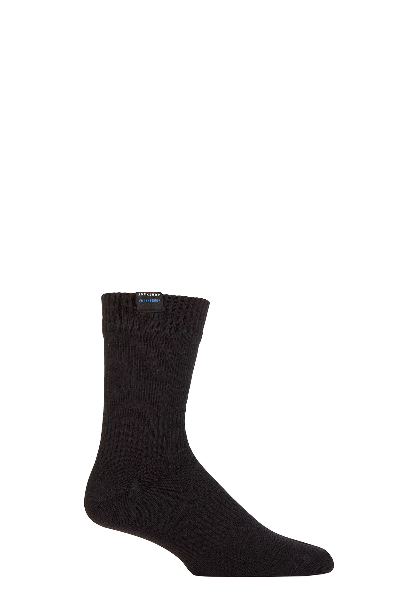 Mens 1 Pair SOCKSHOP Plain Waterproof Boot Socks Black 9