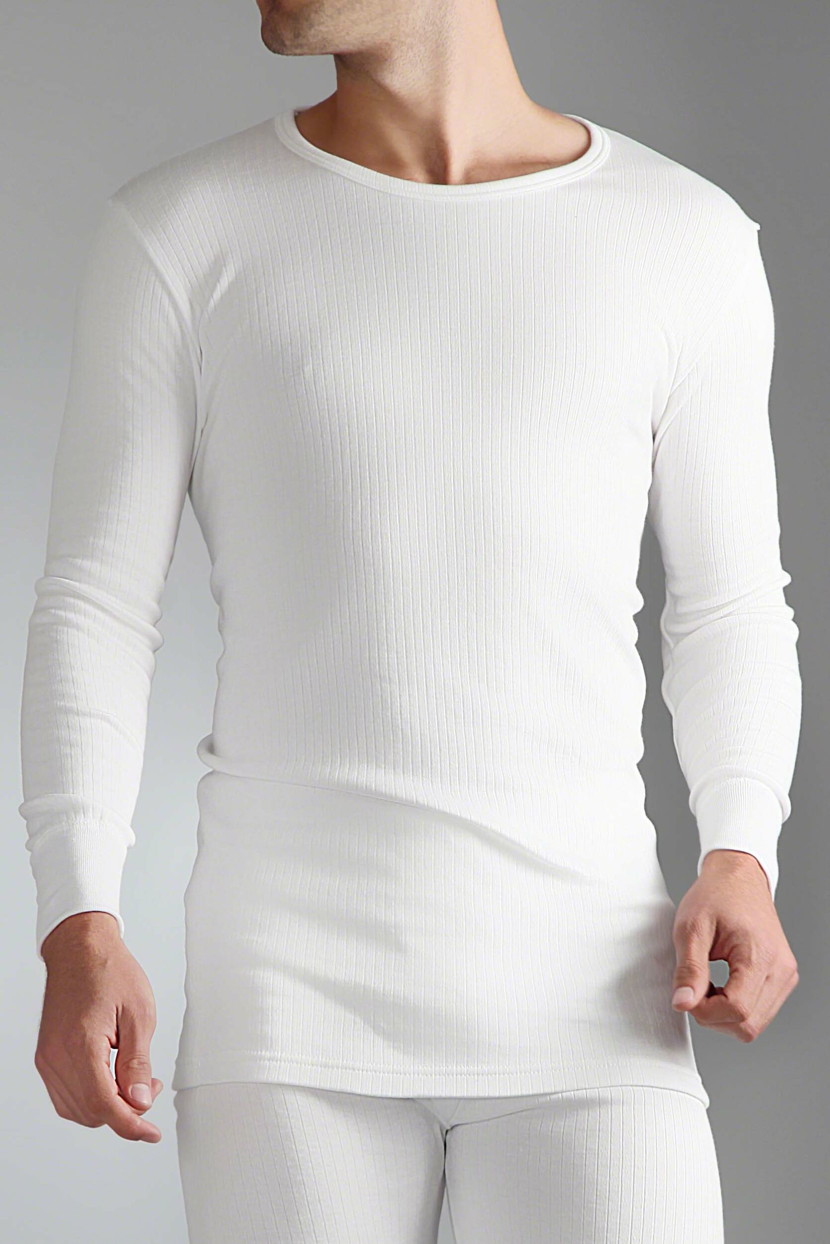 1 Pack White Long Sleeved Thermal Vest Men's Small - Heat Holders