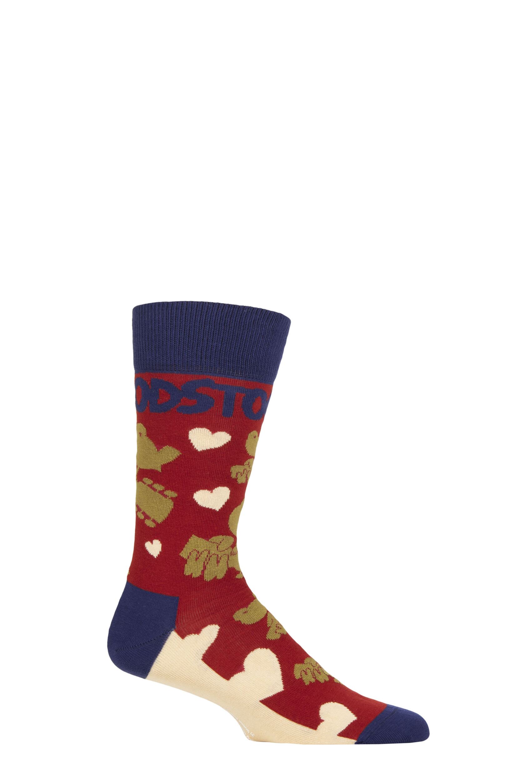 SOCKSHOP Music Collection 1 Pair Woodstock Cotton Socks Birds & Hearts One Size