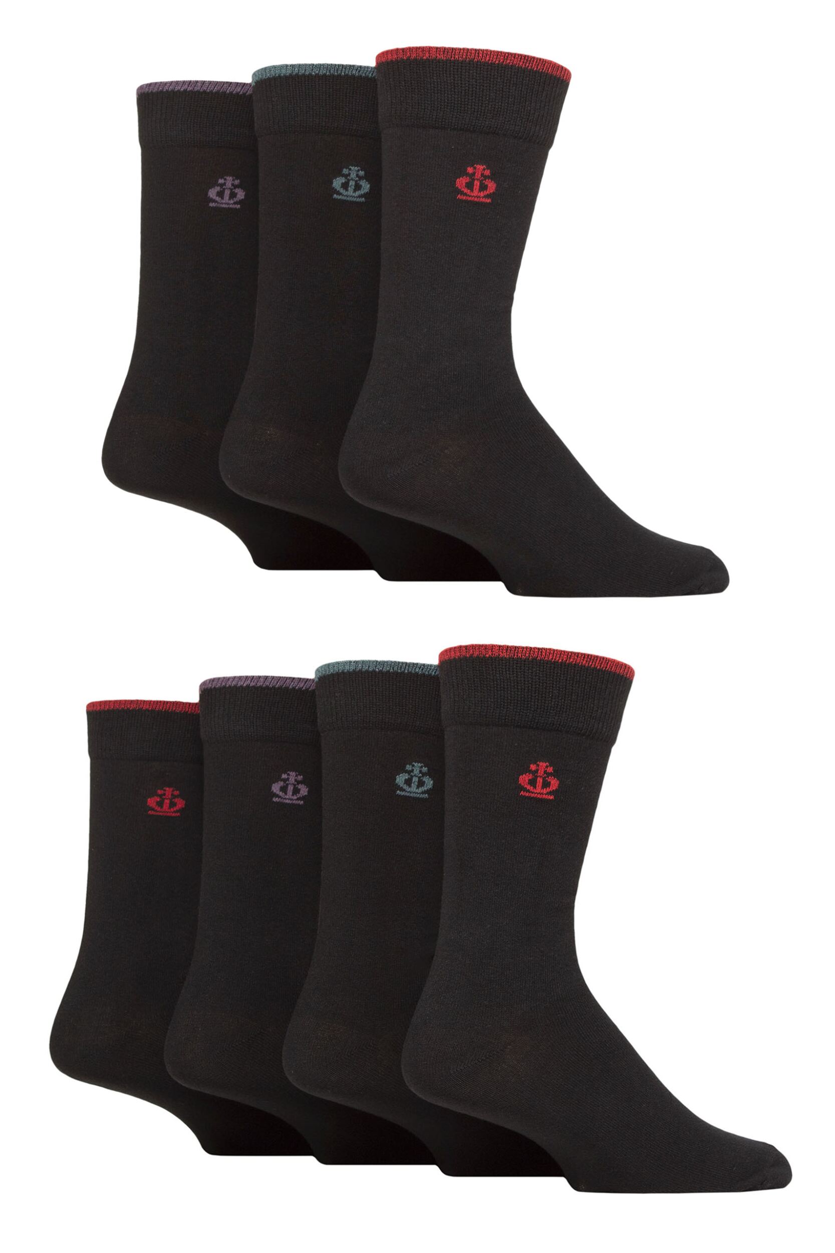Mens 7 Pair Jeff Banks Plain Recycled Cotton Socks Black 7-11 Mens