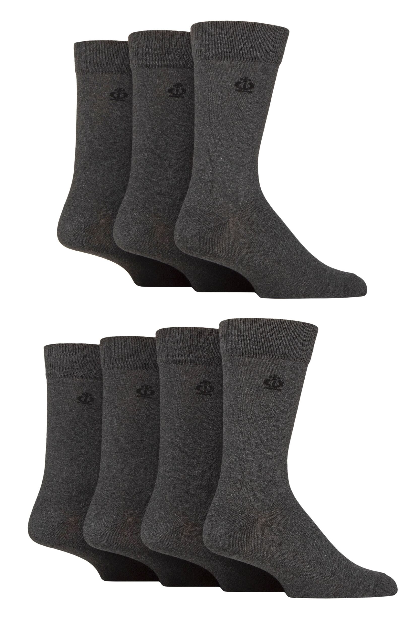 Mens 7 Pair Jeff Banks Plain Recycled Cotton Socks Charcoal 7-11 Mens