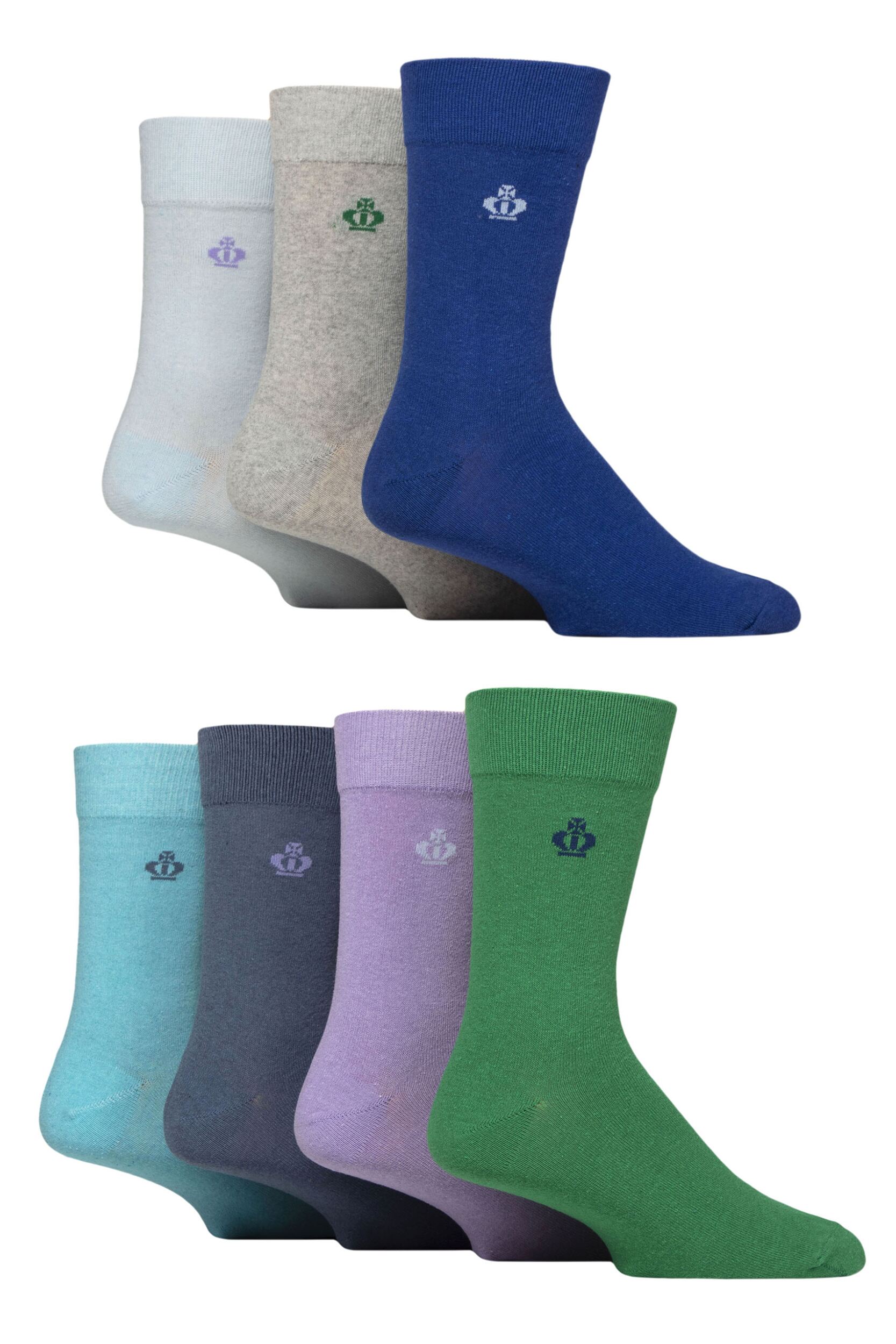 Mens 7 Pair Jeff Banks Plain Recycled Cotton Socks Multi 7-11