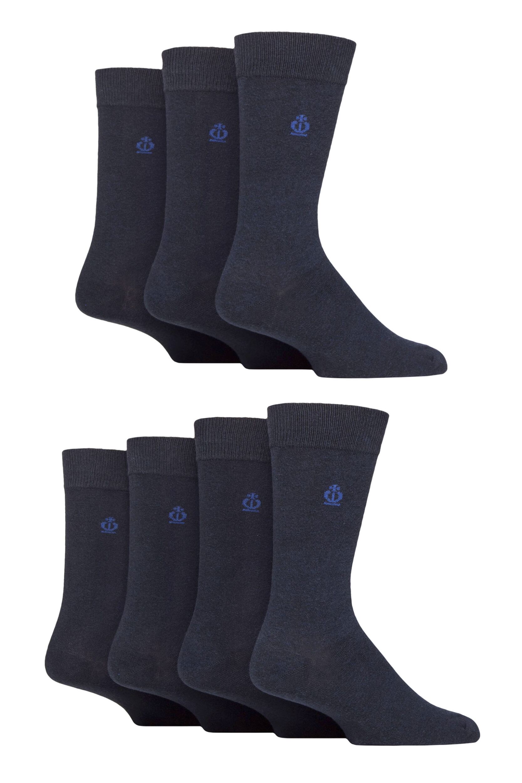 Mens 7 Pair Jeff Banks Plain Recycled Cotton Socks Navy 7-11 Mens
