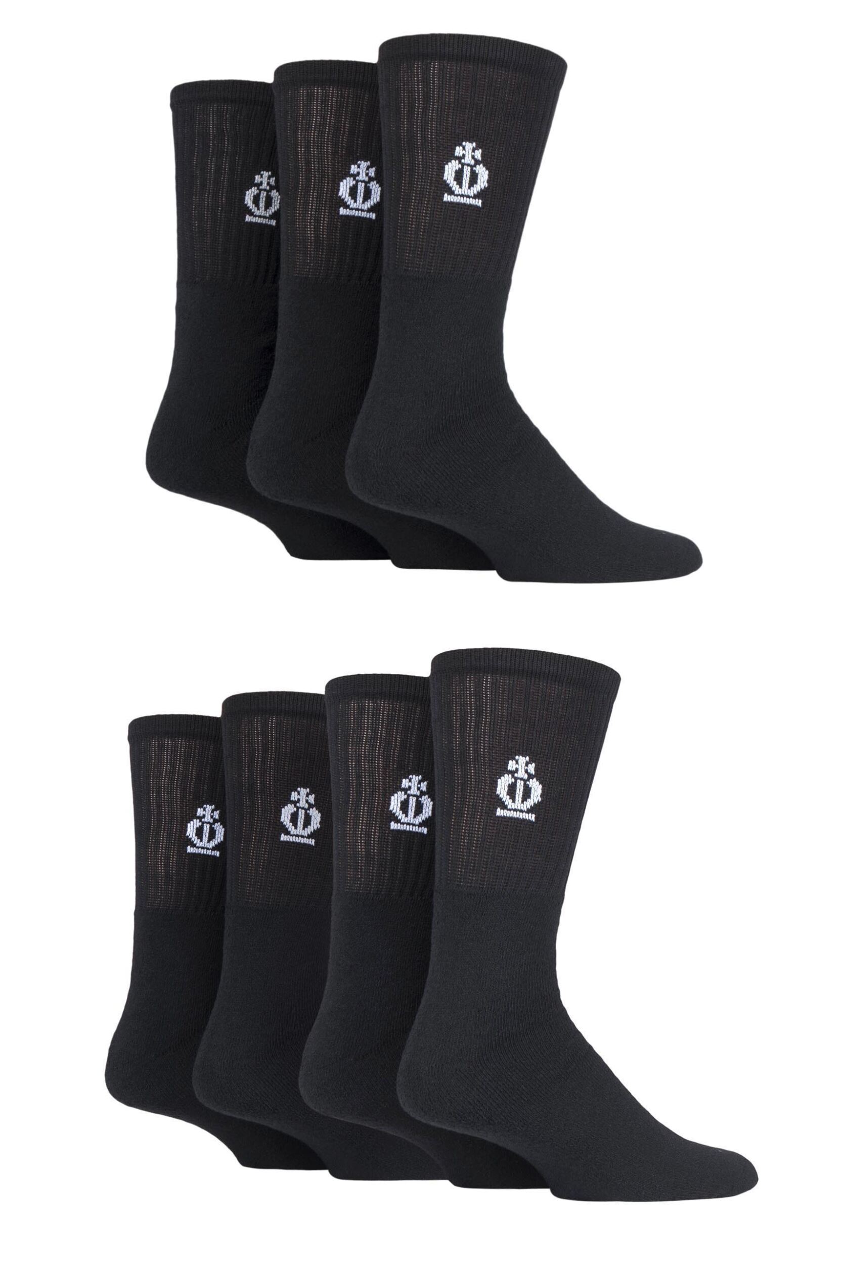 7 Pair Black Cotton Sports Socks Men's 44141 - Jeff Banks
