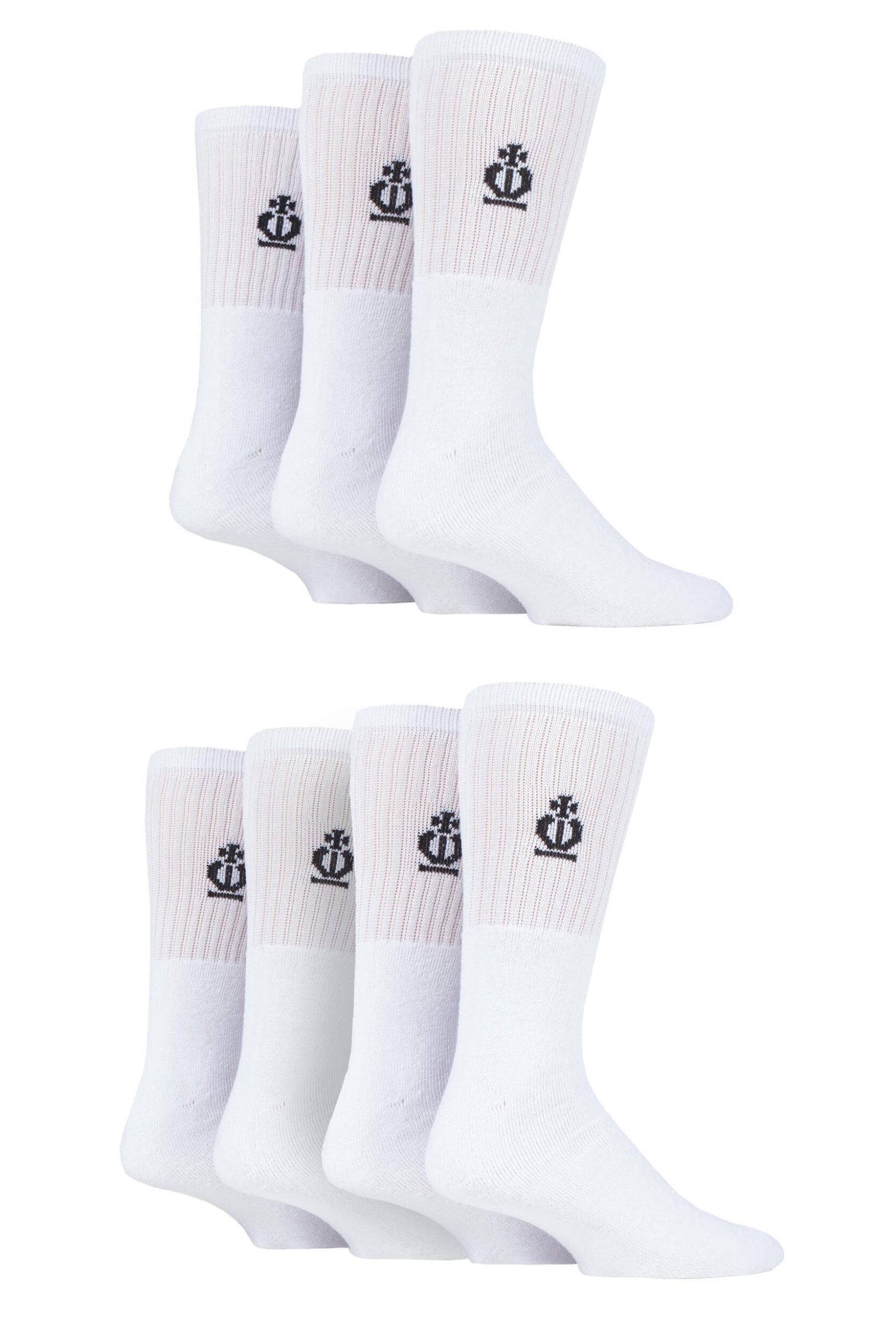 7 Pair White Cotton Sports Socks Men's 6-11 Mens - Jeff Banks