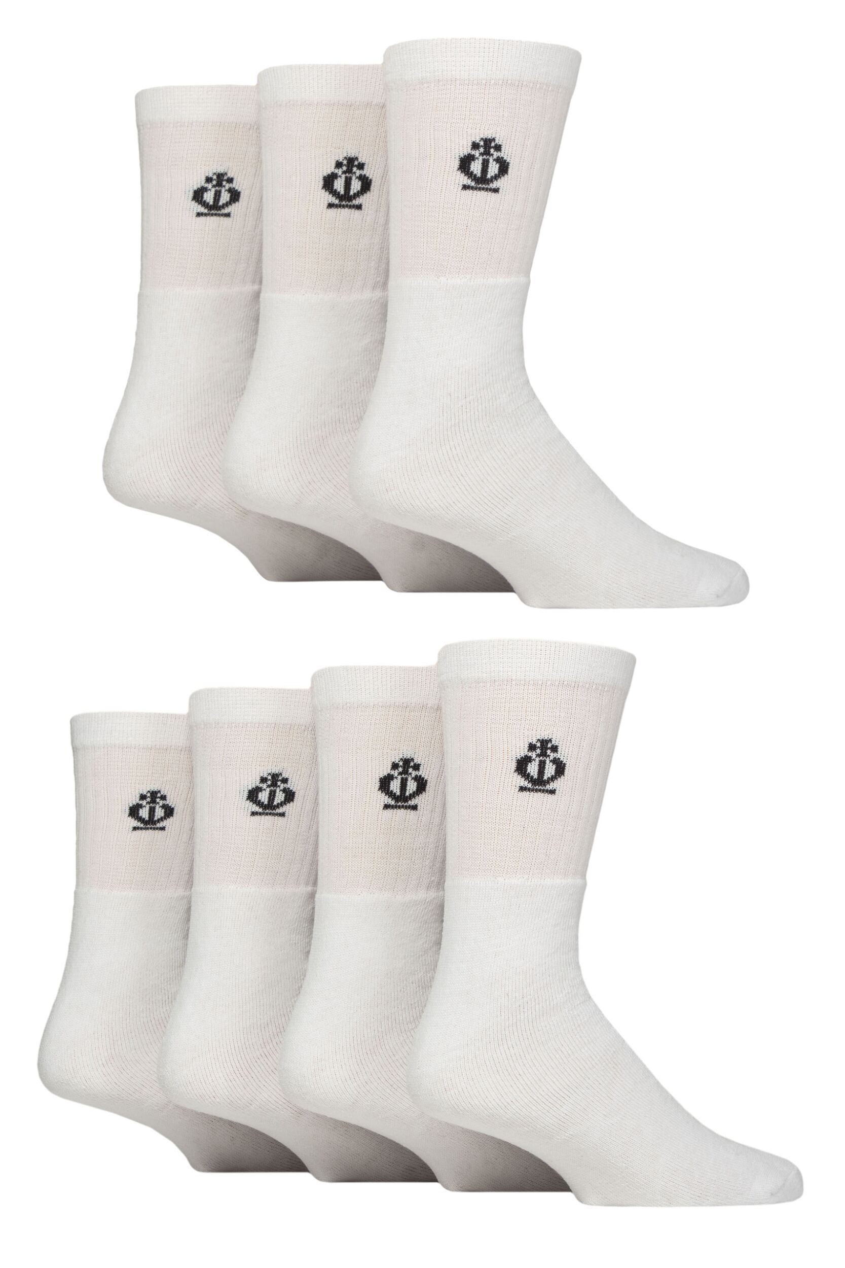 Image of Mens 7 Pair Jeff Banks Polyester and Recycled Cotton Sports Crew Socks White 7-11