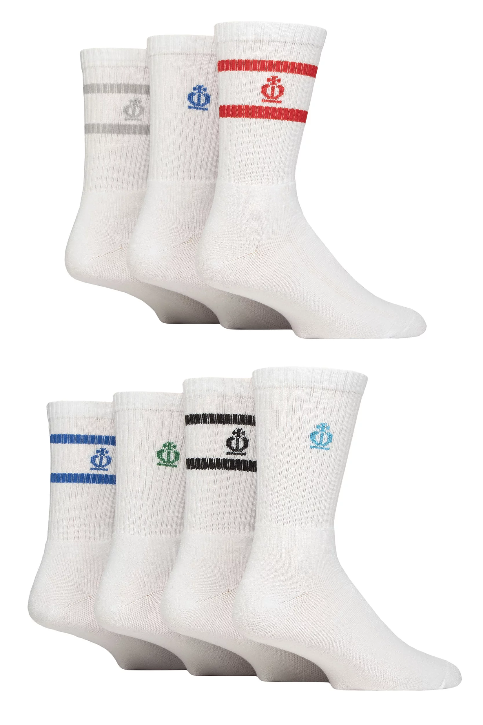 Mens 7 Pair Jeff Banks Sports Crew Socks White 7