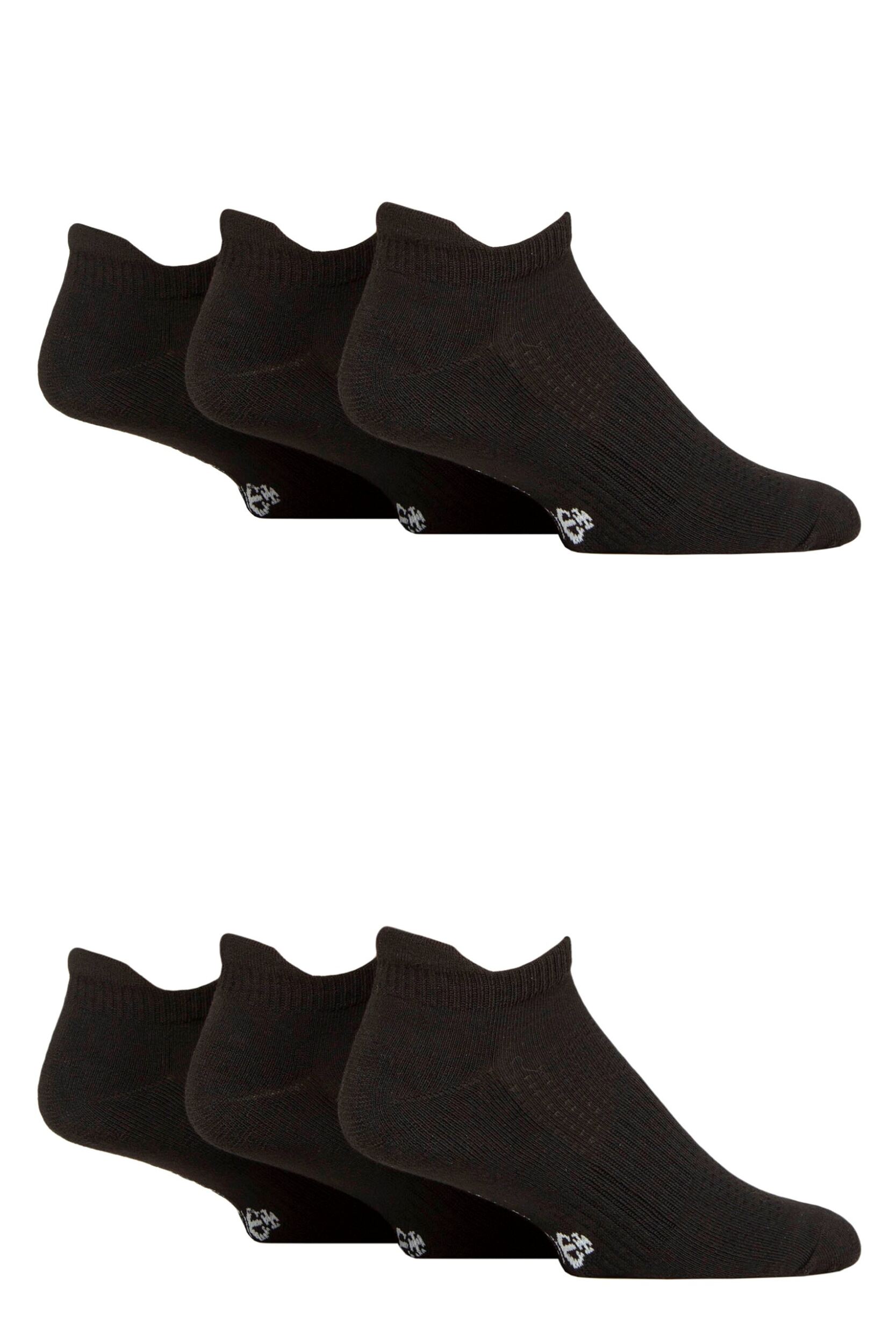 Mens 6 Pair Jeff Banks Sport Trainer Liner Socks Black 6-11