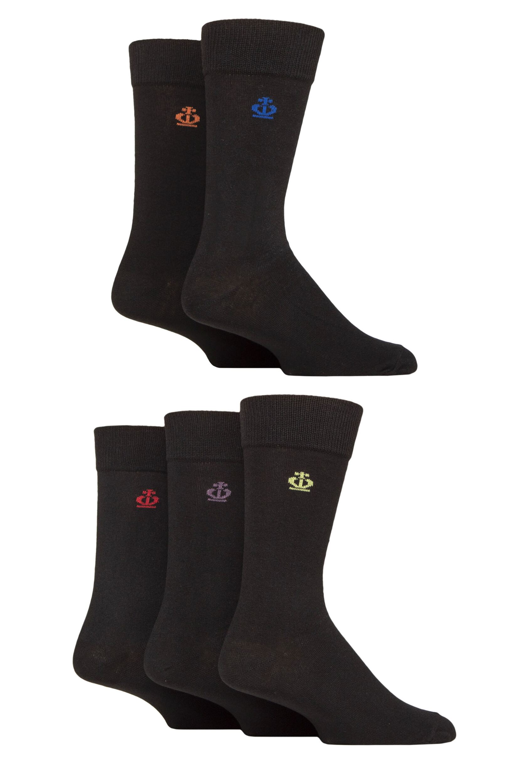Mens 5 Pair Jeff Banks Plain Recycled Cotton Socks Black 7-11 Mens