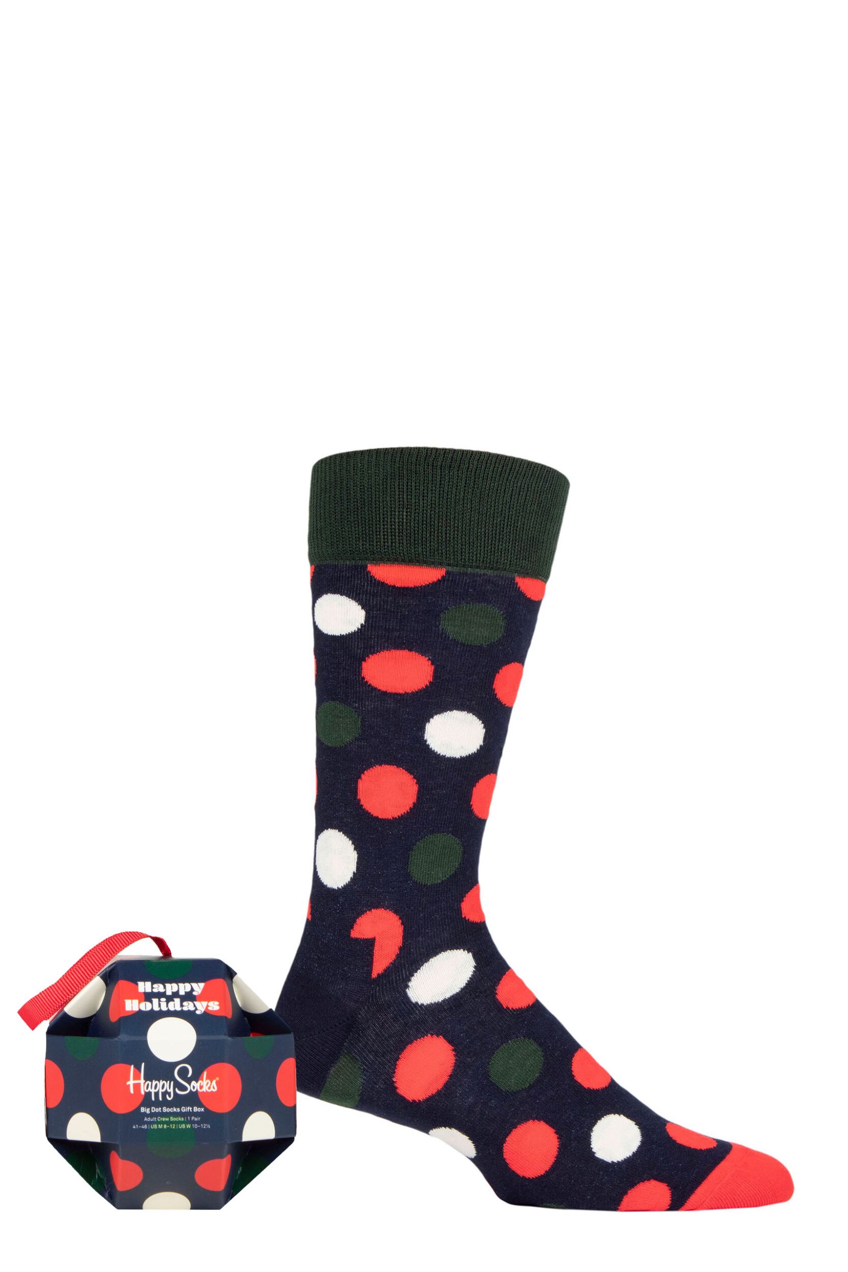 Mens and Women's 1 Pair Happy Socks Big Dot Gift Boxed Socks Multi 4-7 Unisex